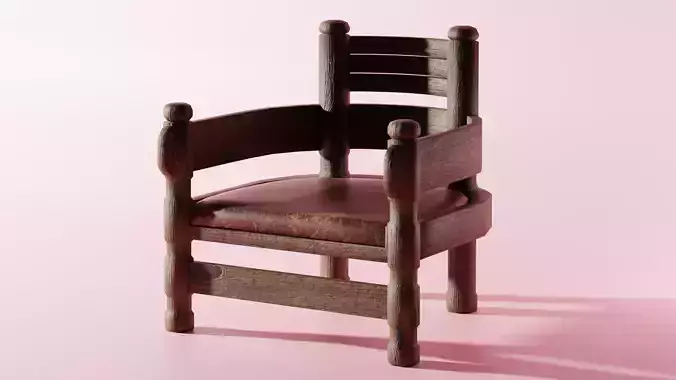 Medieval Chair Low-poly 3D model