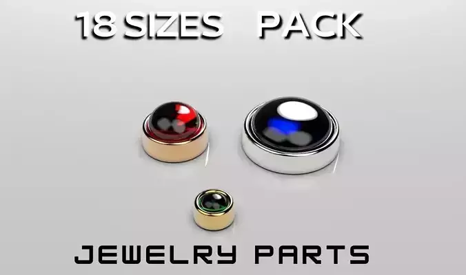 round flush set cabochon ring heads earrings or pendant 3D print model