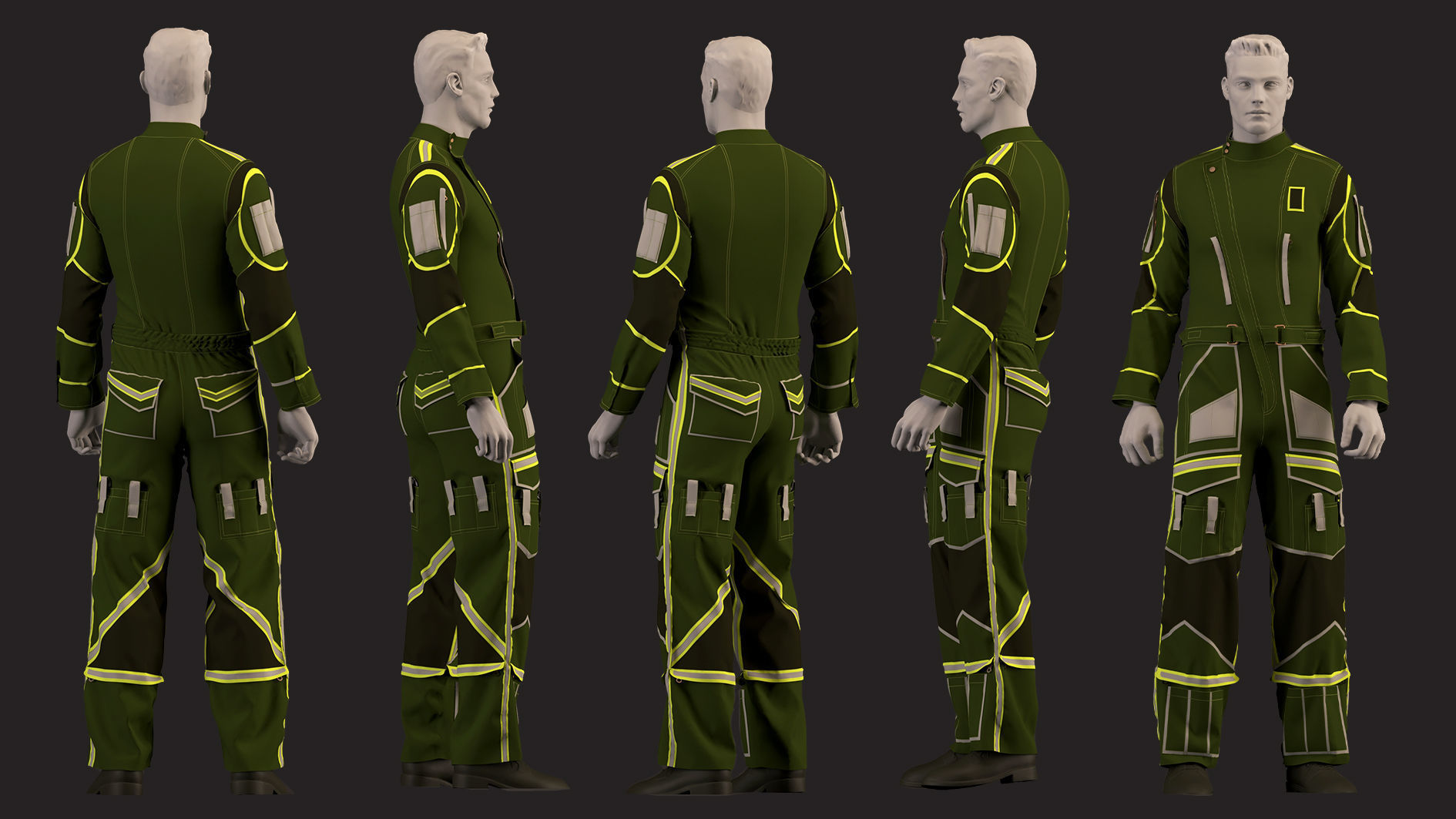 work jumpsuit - work overall 3D model_9