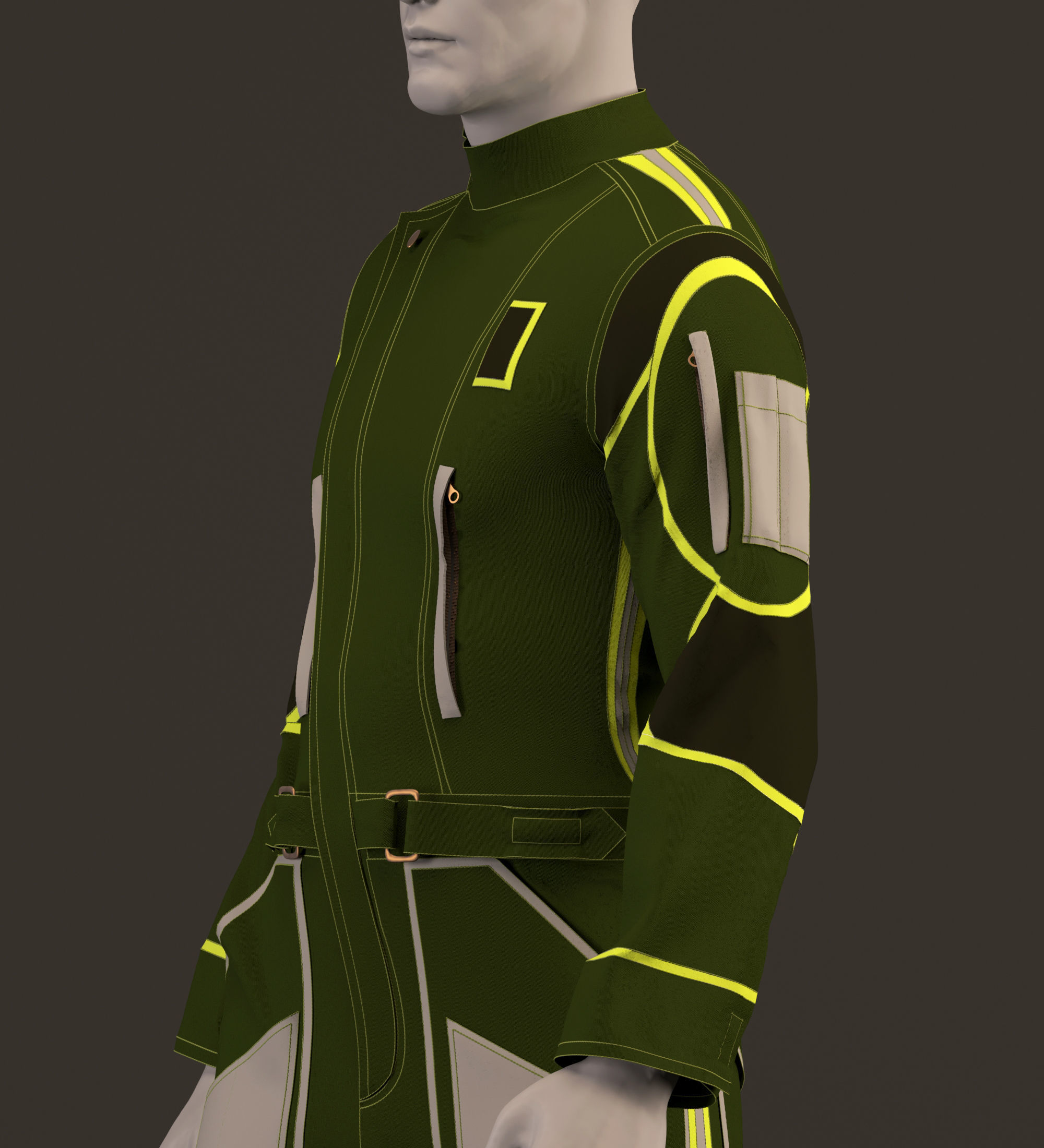 work jumpsuit - work overall 3D model_11