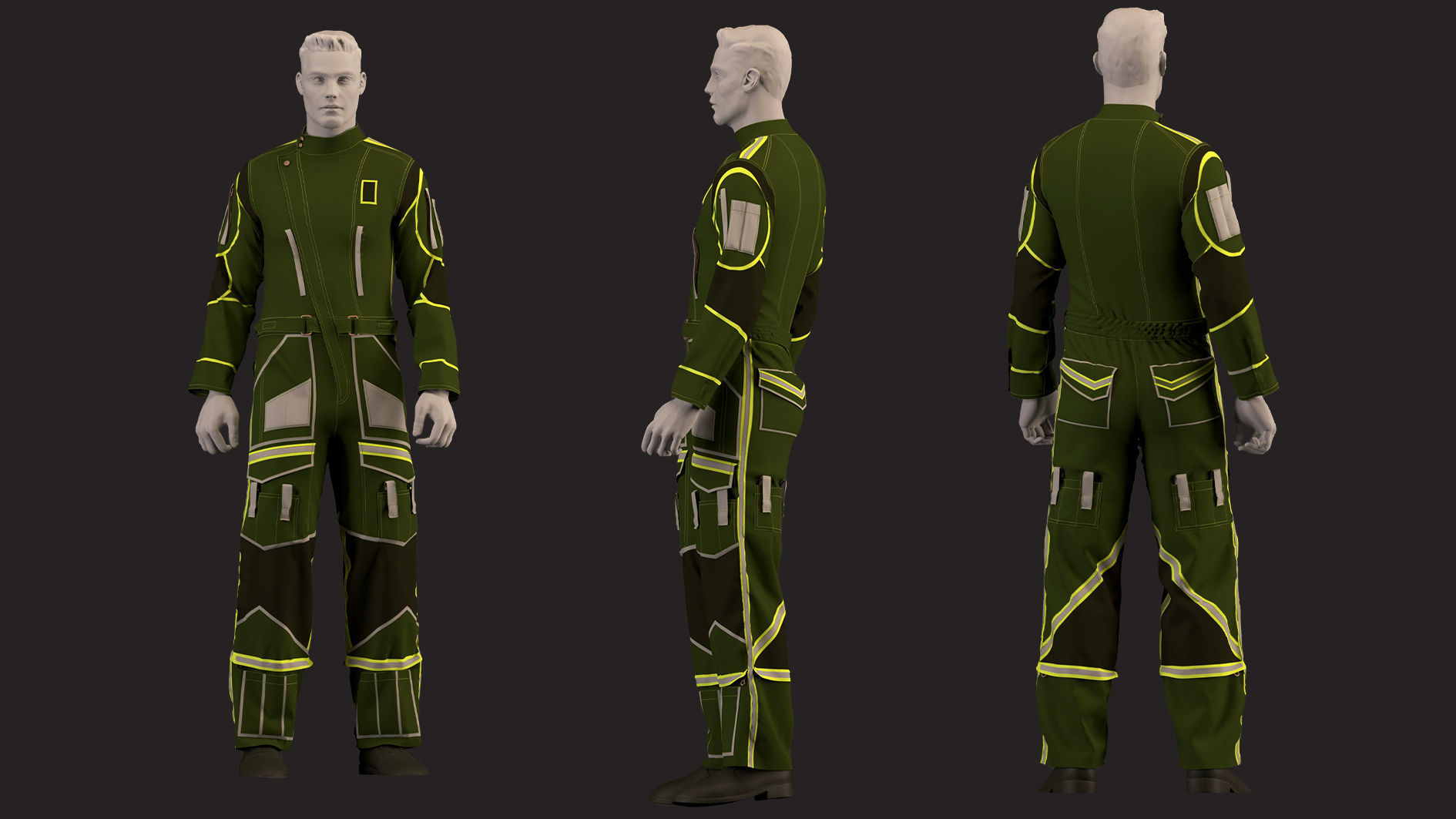 work jumpsuit - work overall 3D model_7