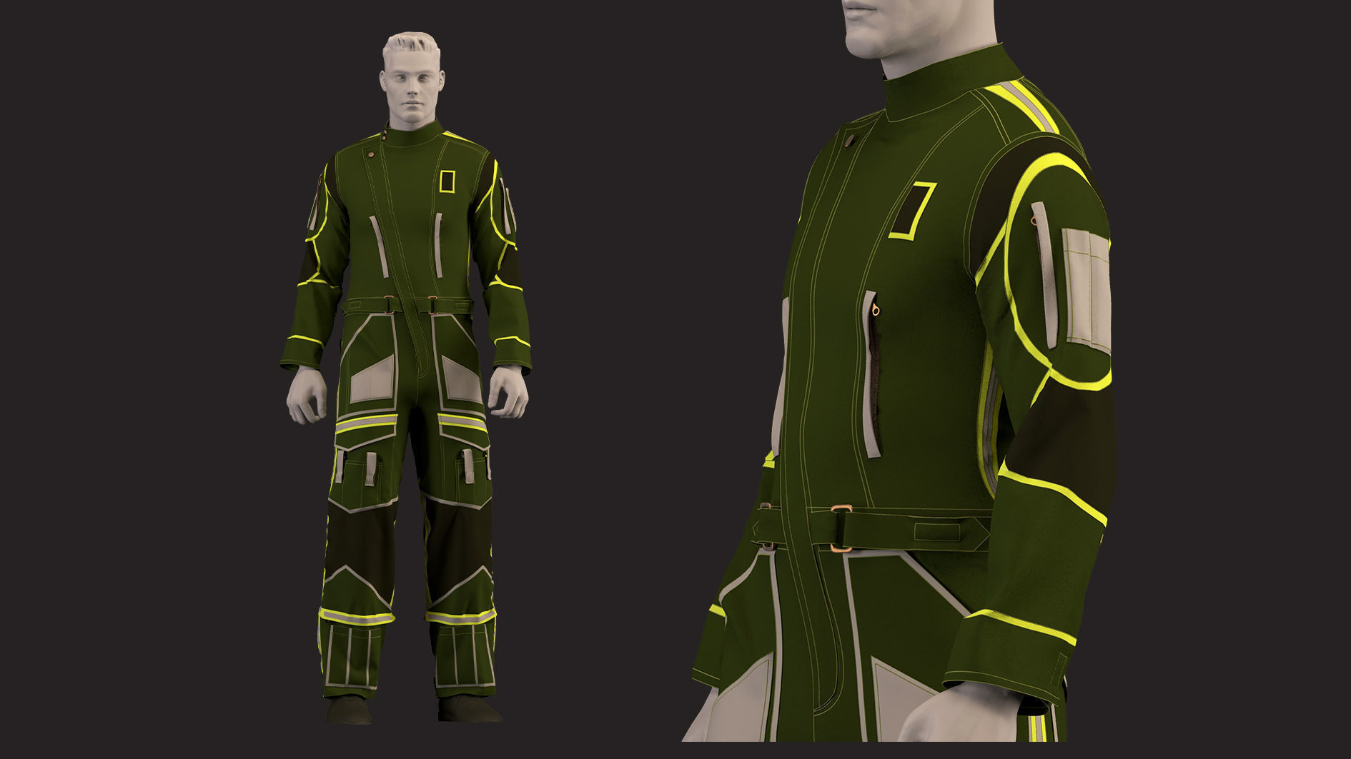 work jumpsuit - work overall 3D model_8