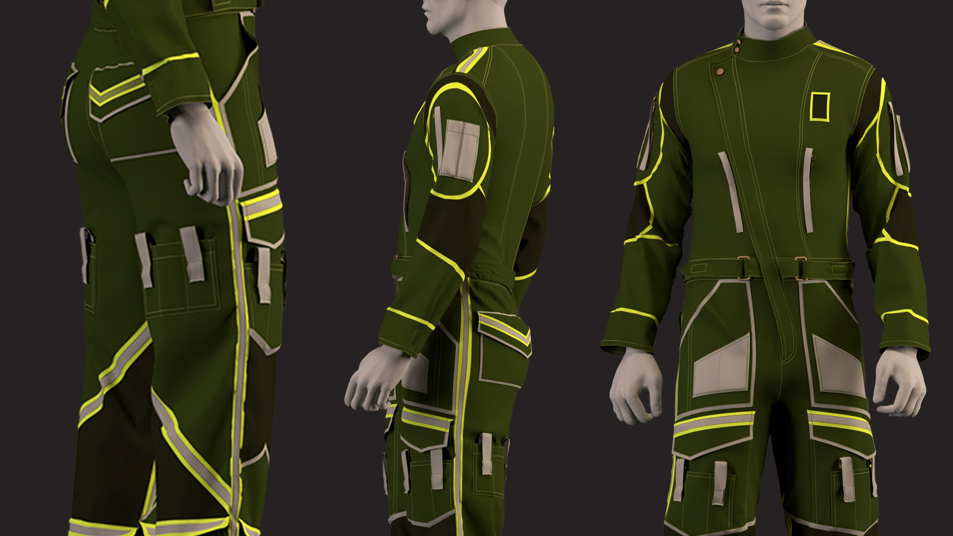 work jumpsuit - work overall 3D model_10