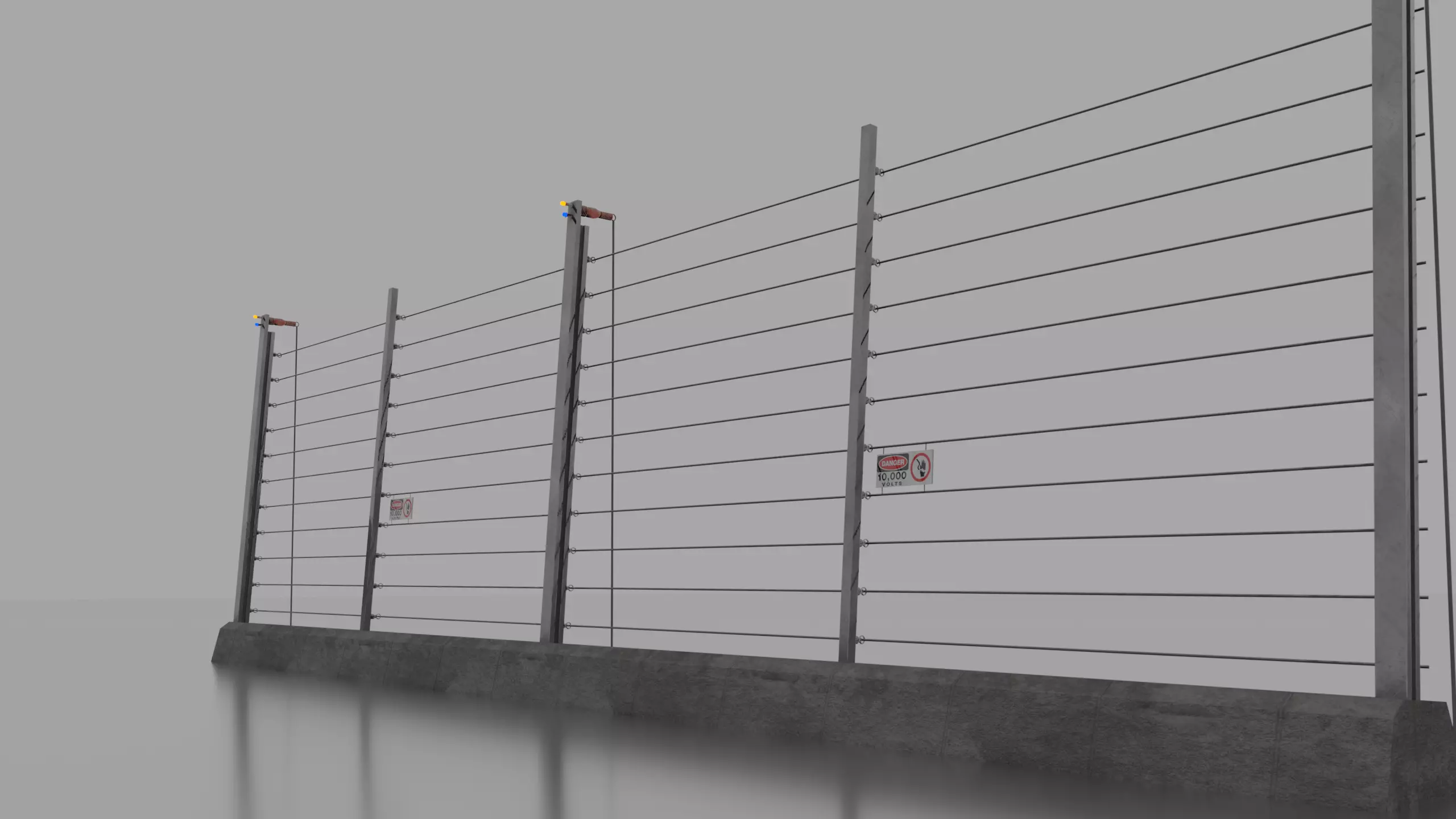 Jurassic Themed - Trex Electric Fence Low-poly 3D model_0