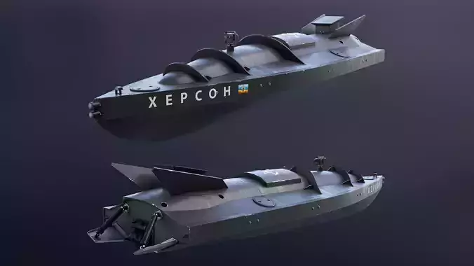 Ukrainian Naval Drone Game Ready Low-poly 3D model