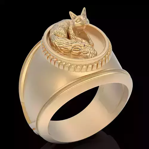 Fox ring  gold printable jewelry 3D model