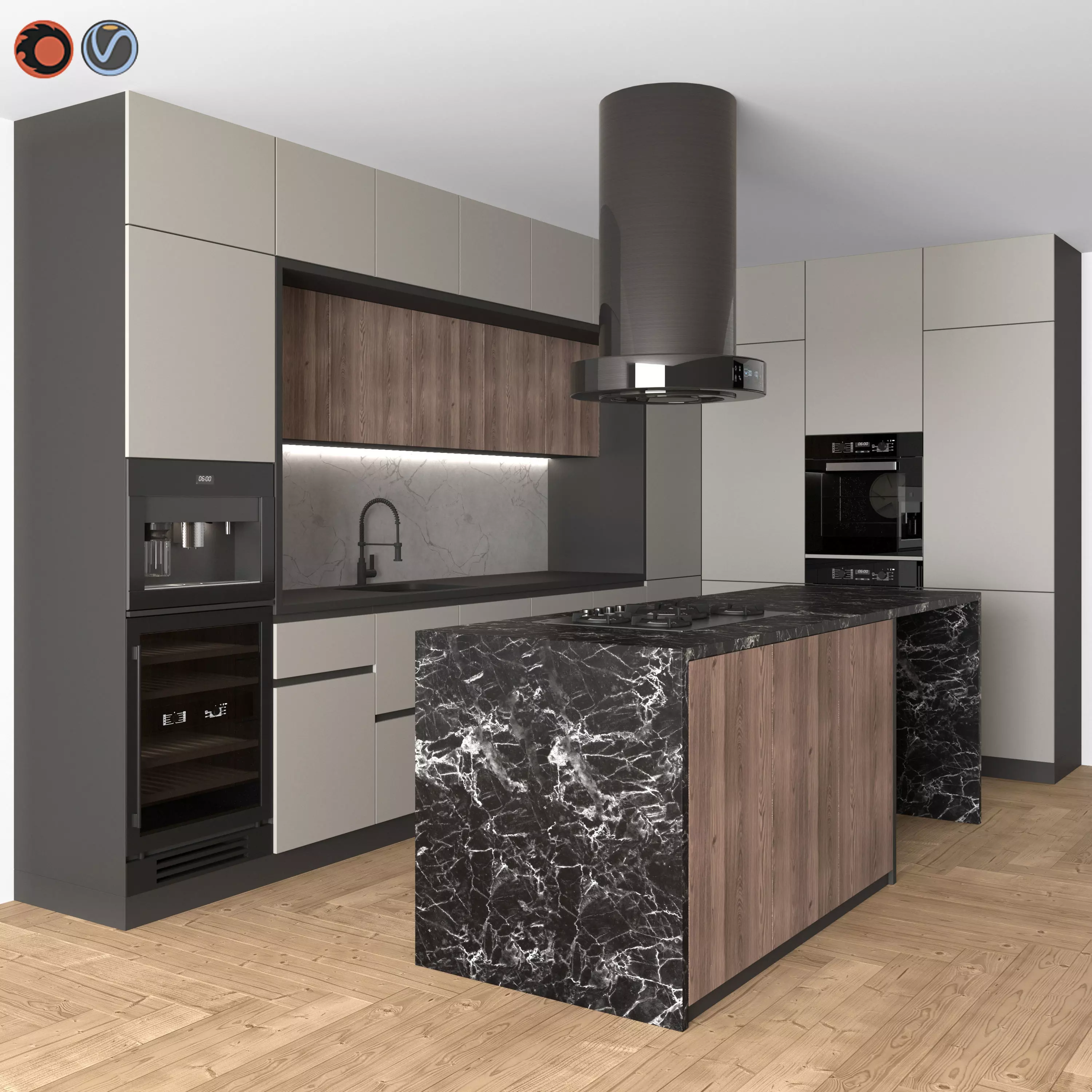 Kitchen Modern 18 - Corner Kitchen 3D model_0