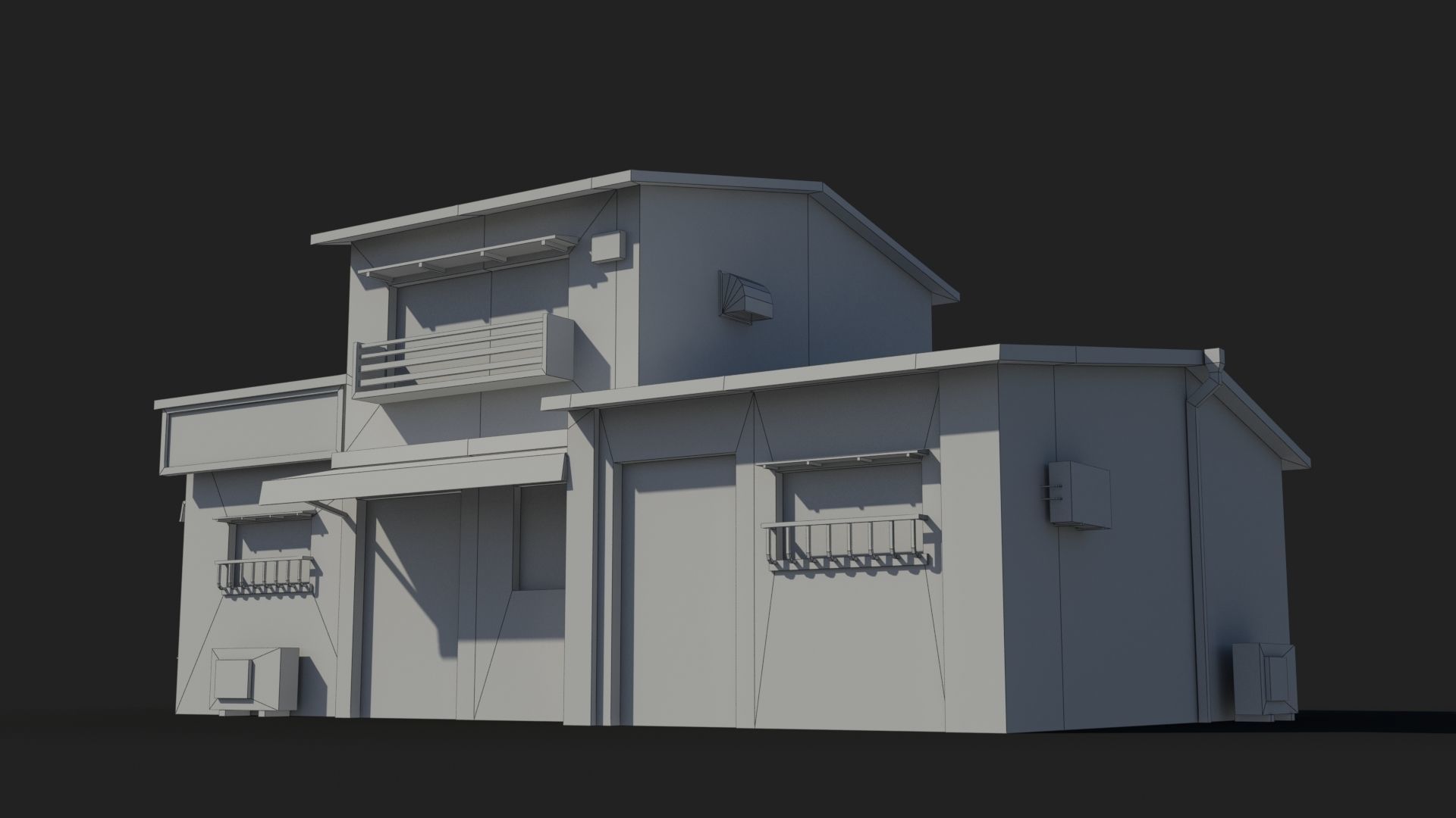 Japanese House x2 Low-poly 3D model_8