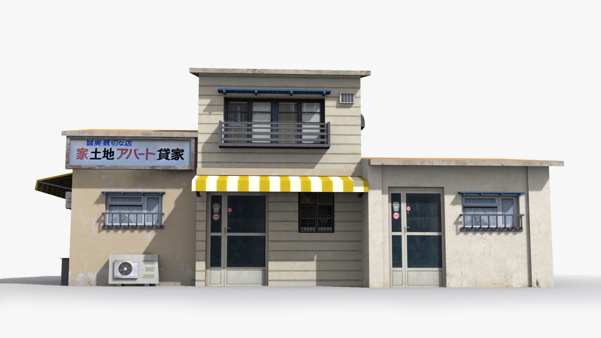 Japanese House x2 Low-poly 3D model_1