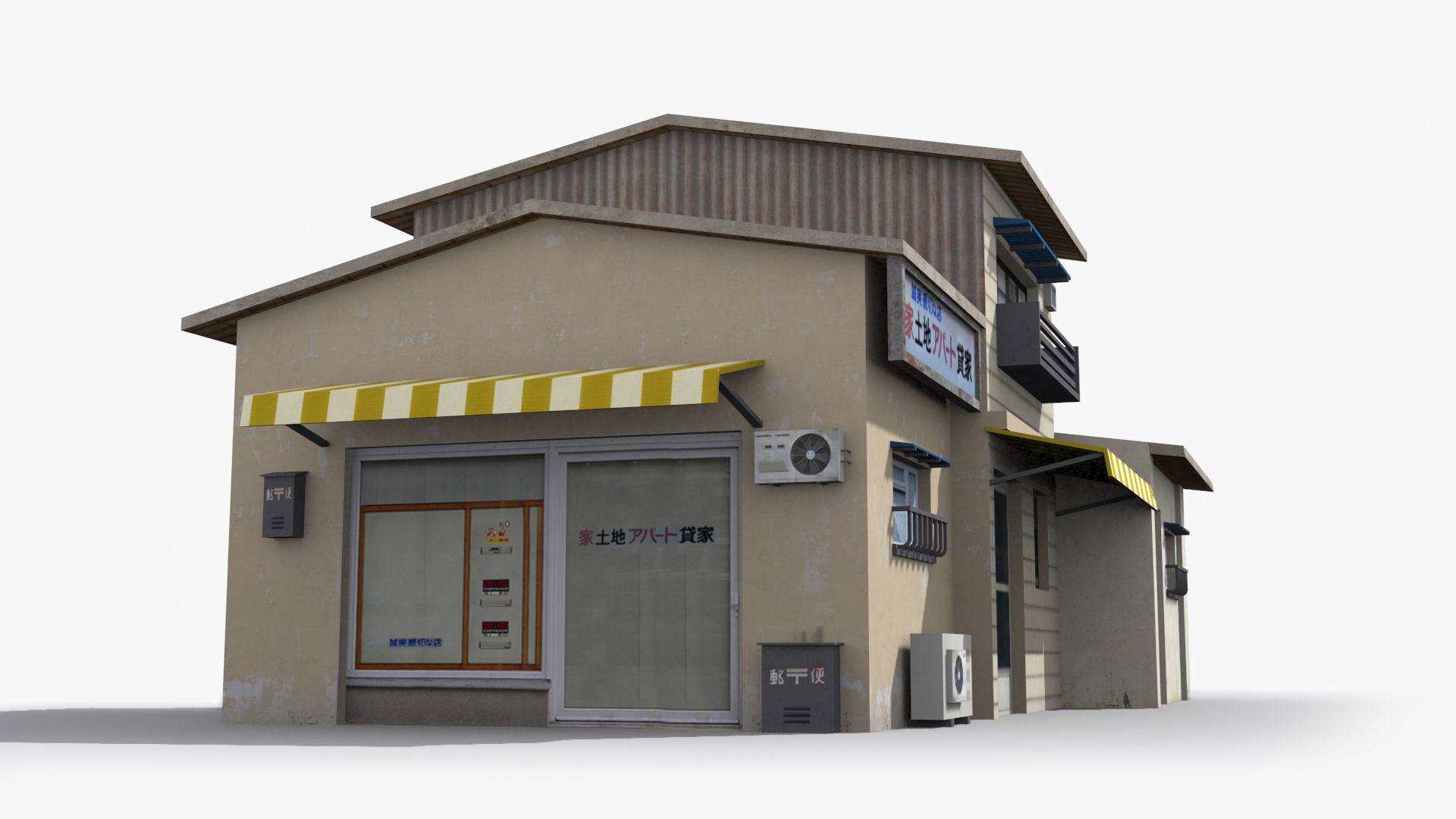Japanese House x2 Low-poly 3D model_3