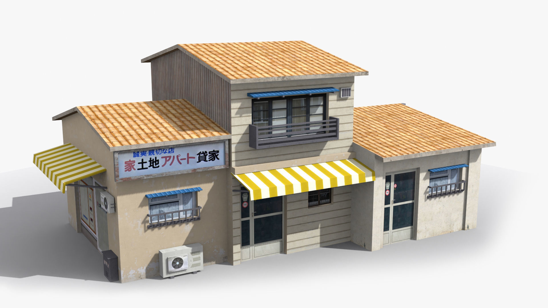 Japanese House x2 Low-poly 3D model_5