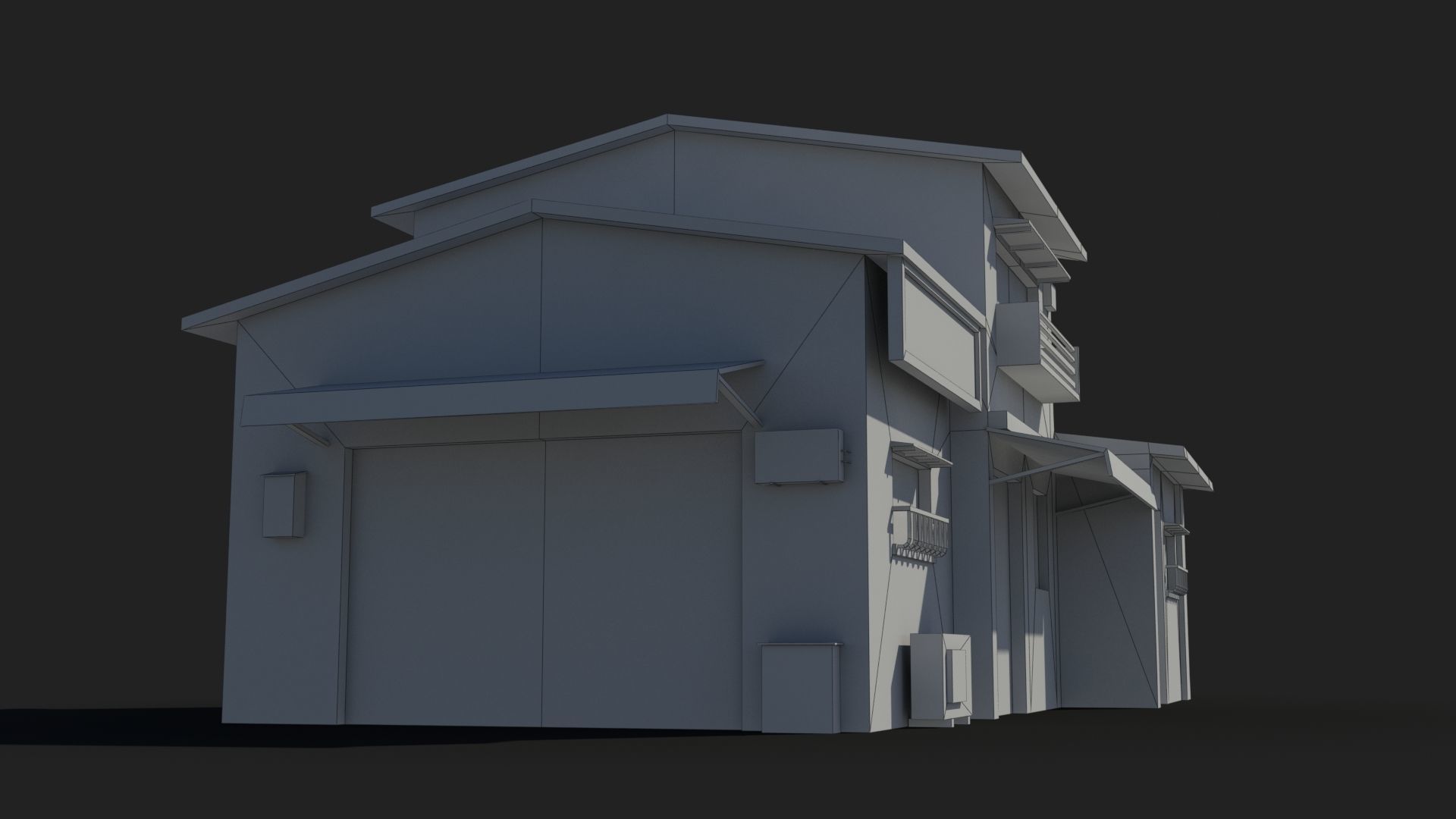 Japanese House x2 Low-poly 3D model_9