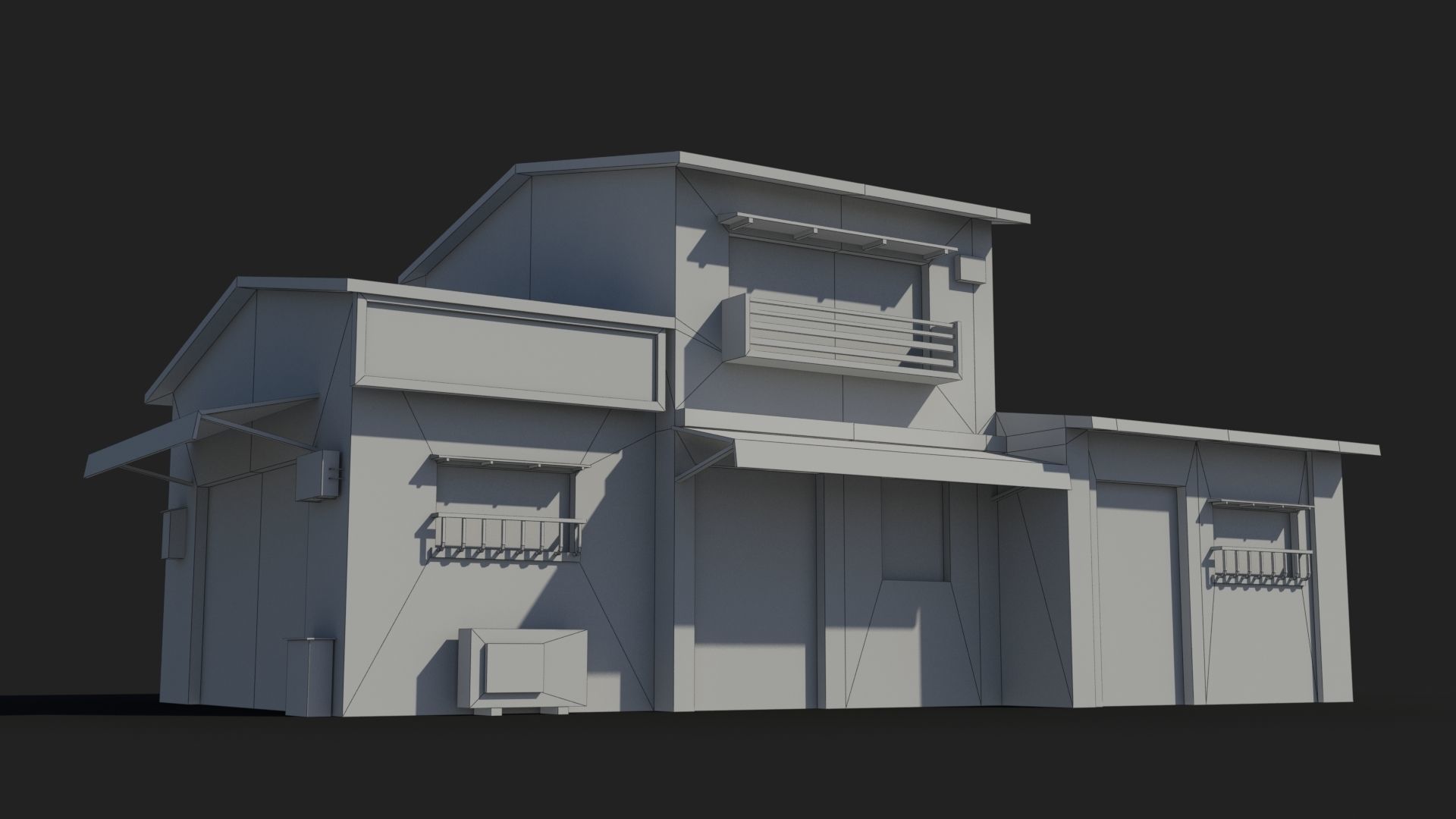 Japanese House x2 Low-poly 3D model_6