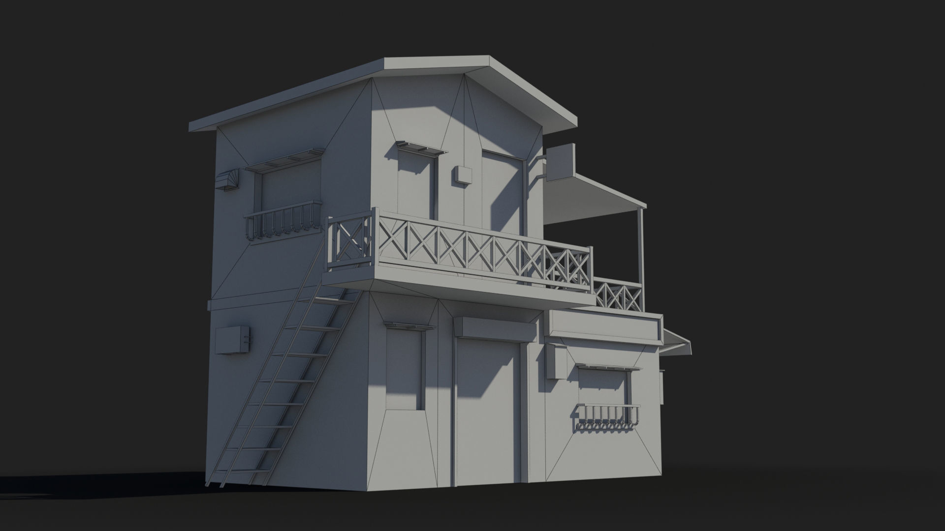 Japanese House x3 Low-poly 3D model_8