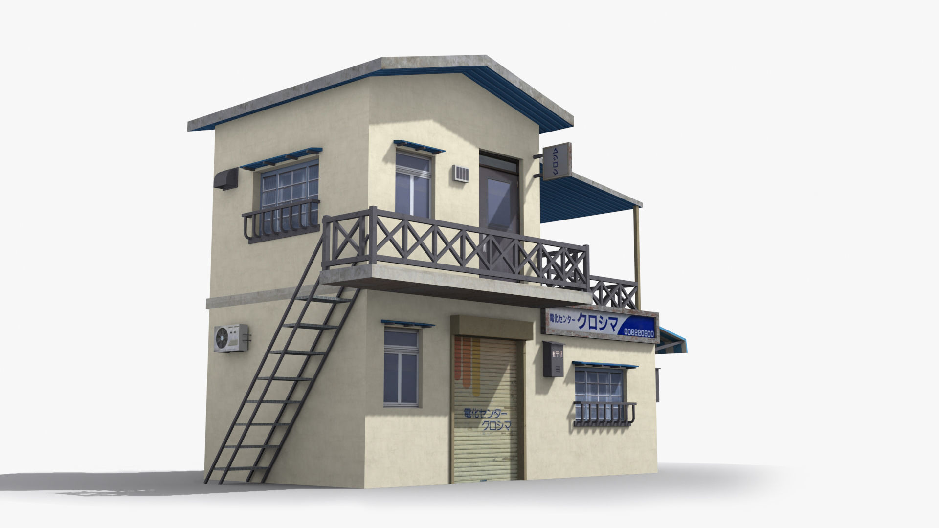 Japanese House x3 Low-poly 3D model_2