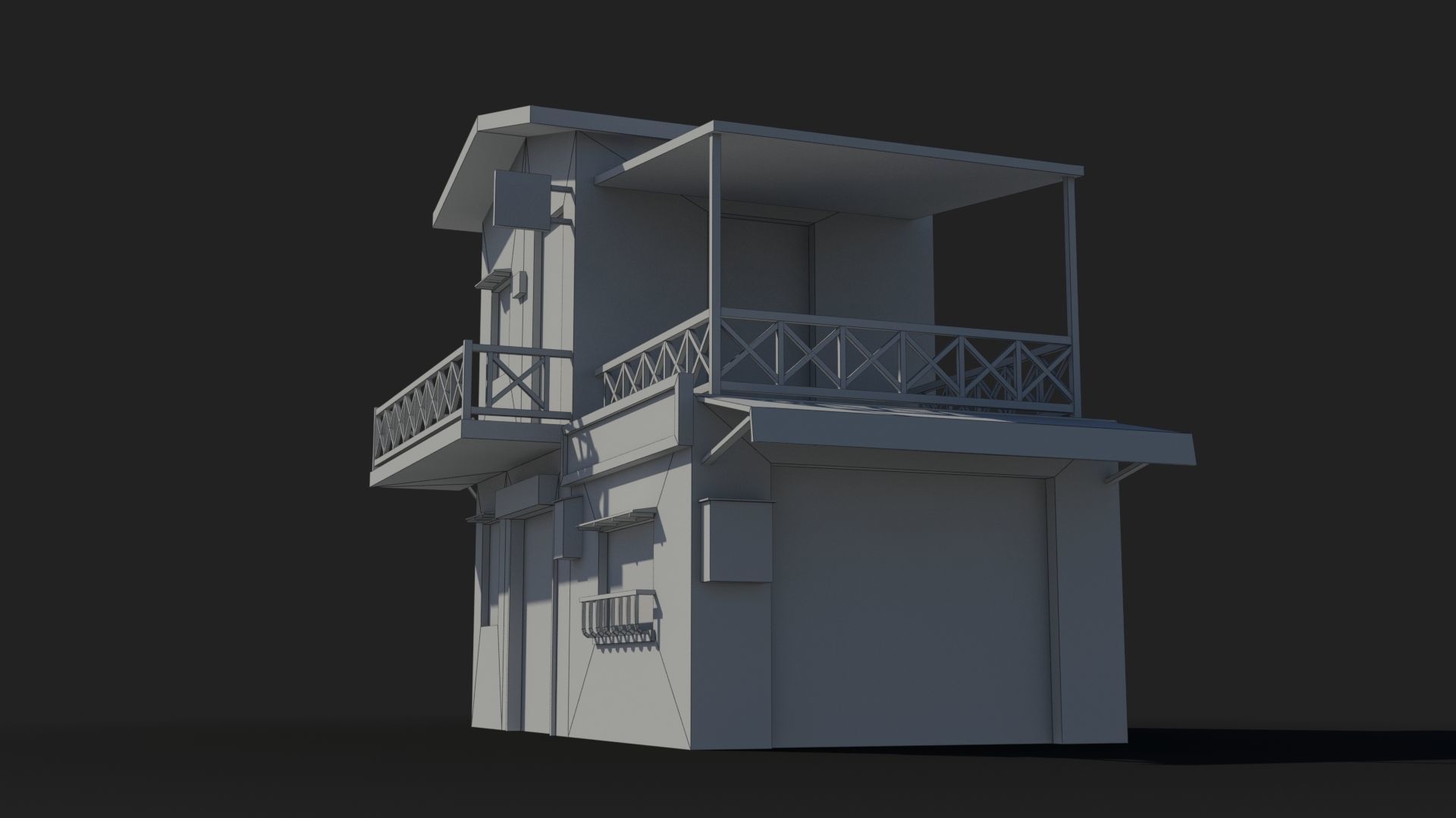 Japanese House x3 Low-poly 3D model_9