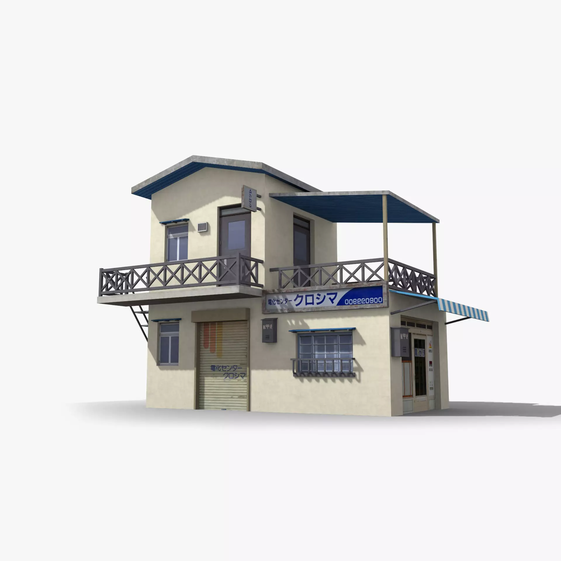 Japanese House x3 Low-poly 3D model_0