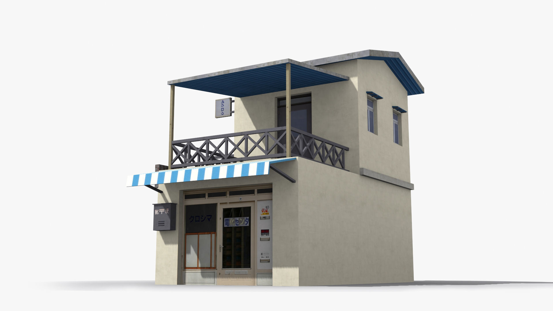 Japanese House x3 Low-poly 3D model_4