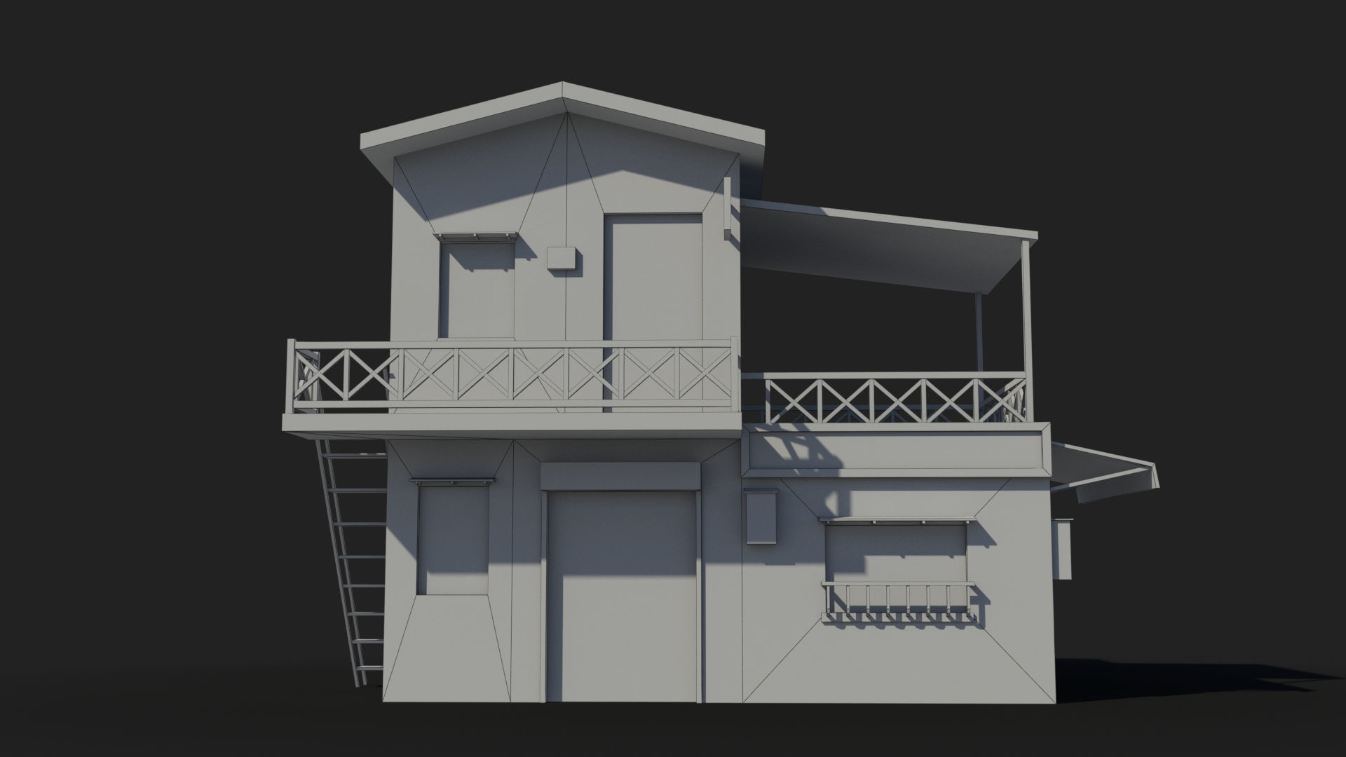 Japanese House x3 Low-poly 3D model_7