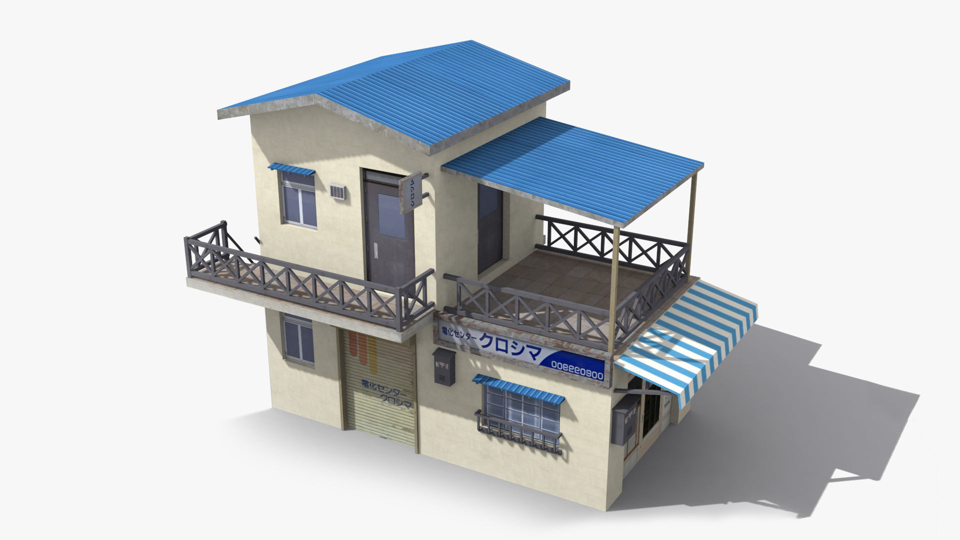 Japanese House x3 Low-poly 3D model_5