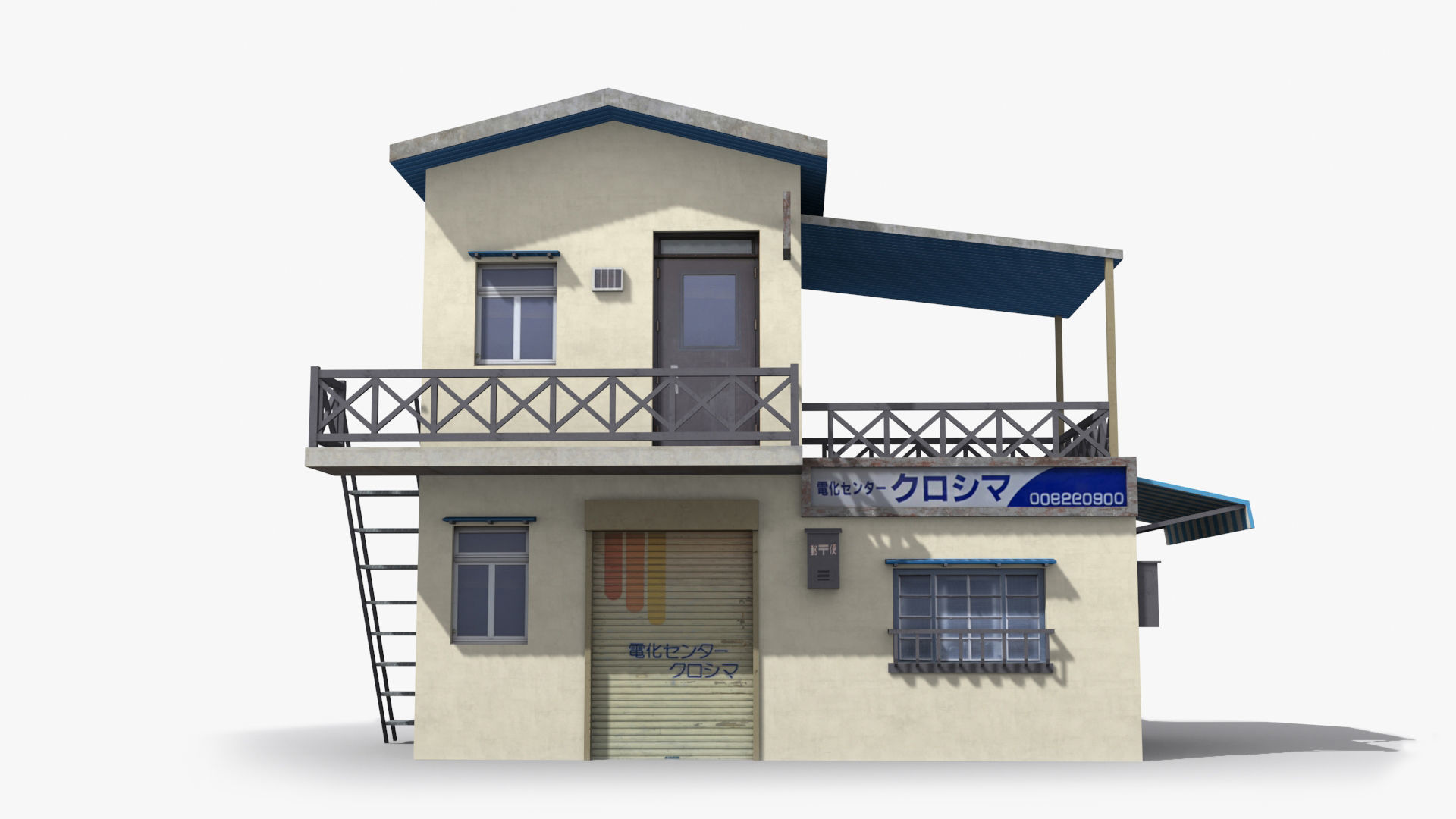 Japanese House x3 Low-poly 3D model_1