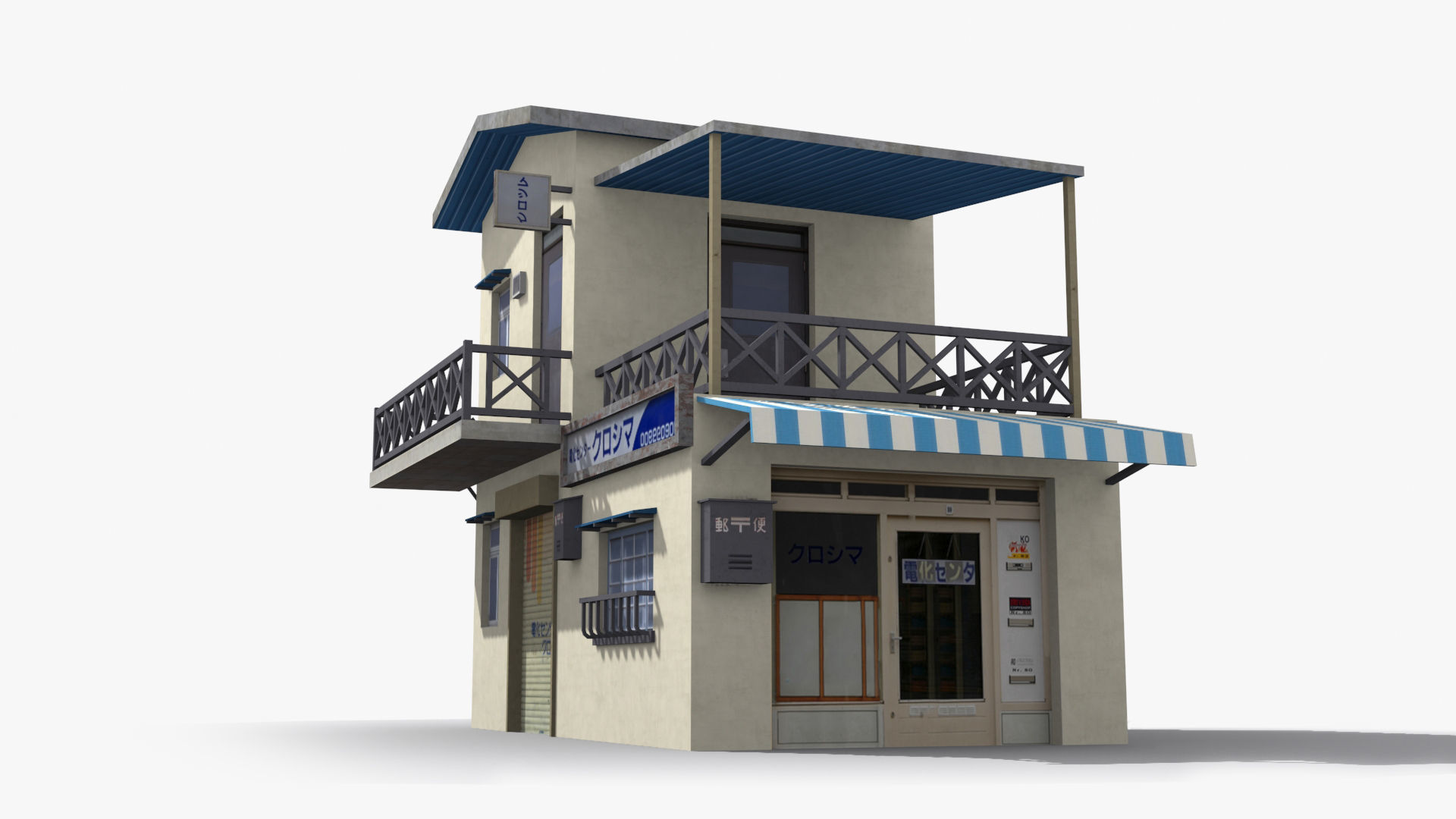 Japanese House x3 Low-poly 3D model_3