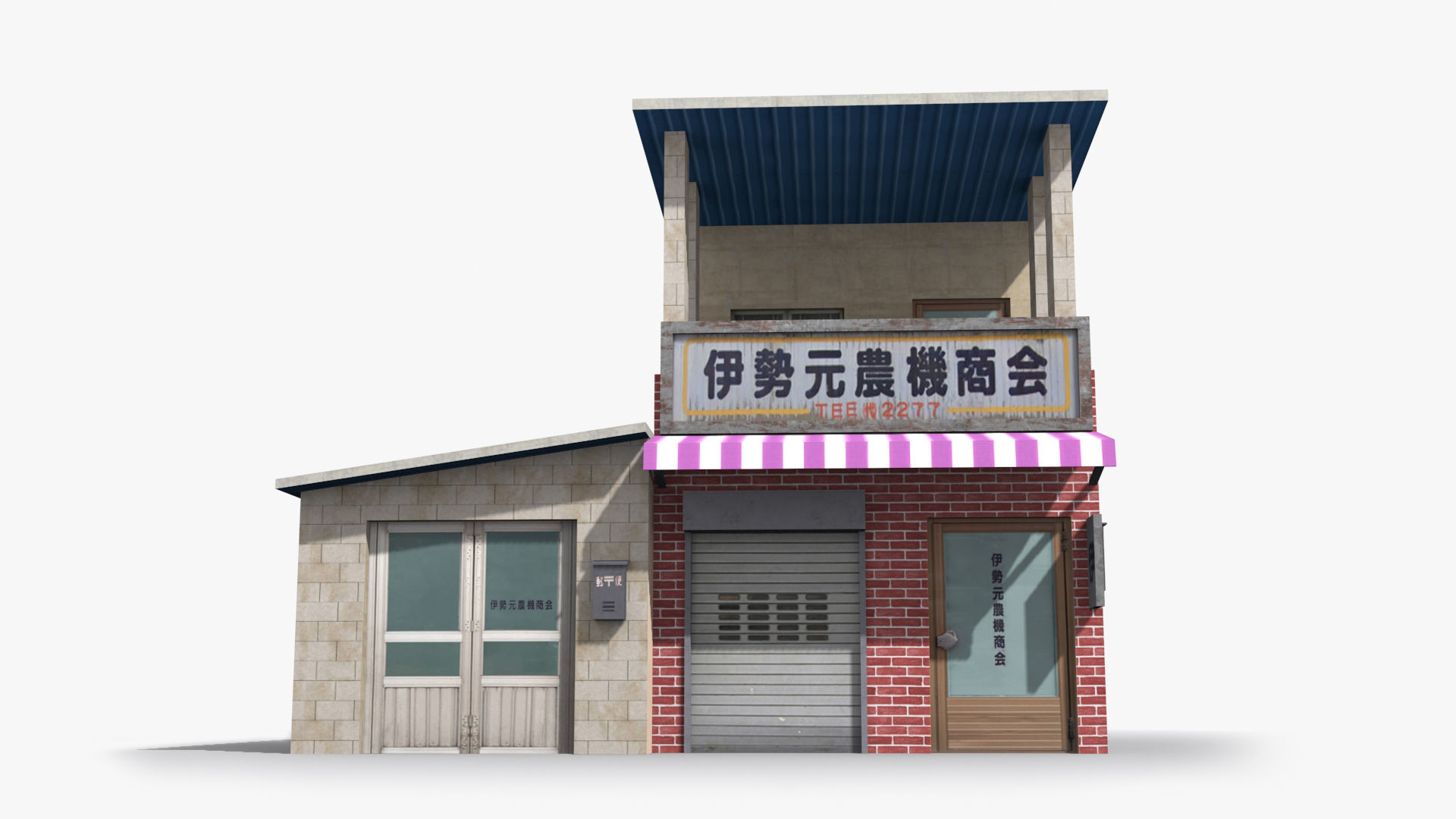 Japanese House x4 Low-poly 3D model_1