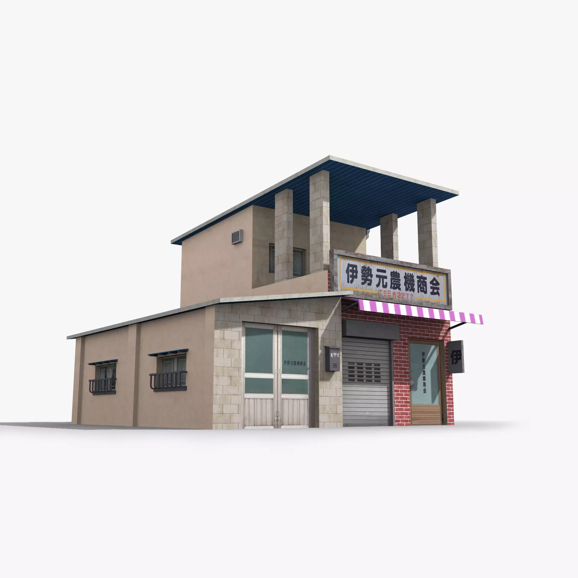 Japanese House x4 Low-poly 3D model_0