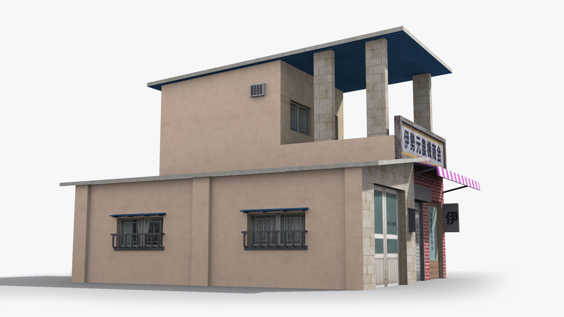 Japanese House x4 Low-poly 3D model_3