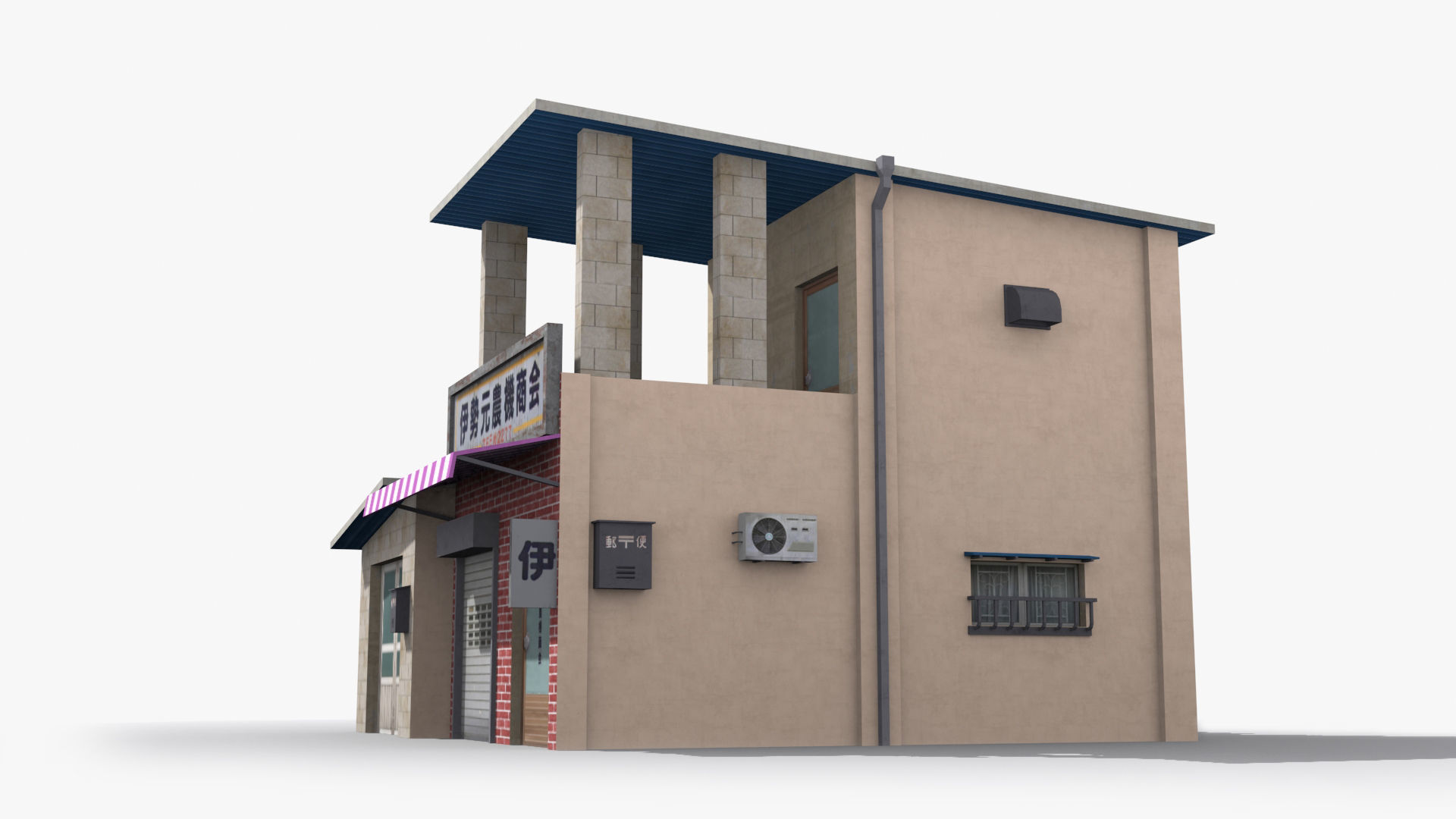 Japanese House x4 Low-poly 3D model_4
