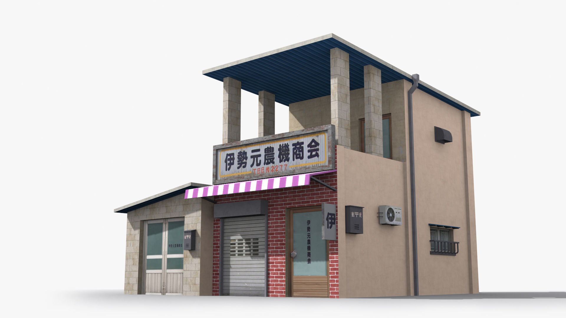 Japanese House x4 Low-poly 3D model_2