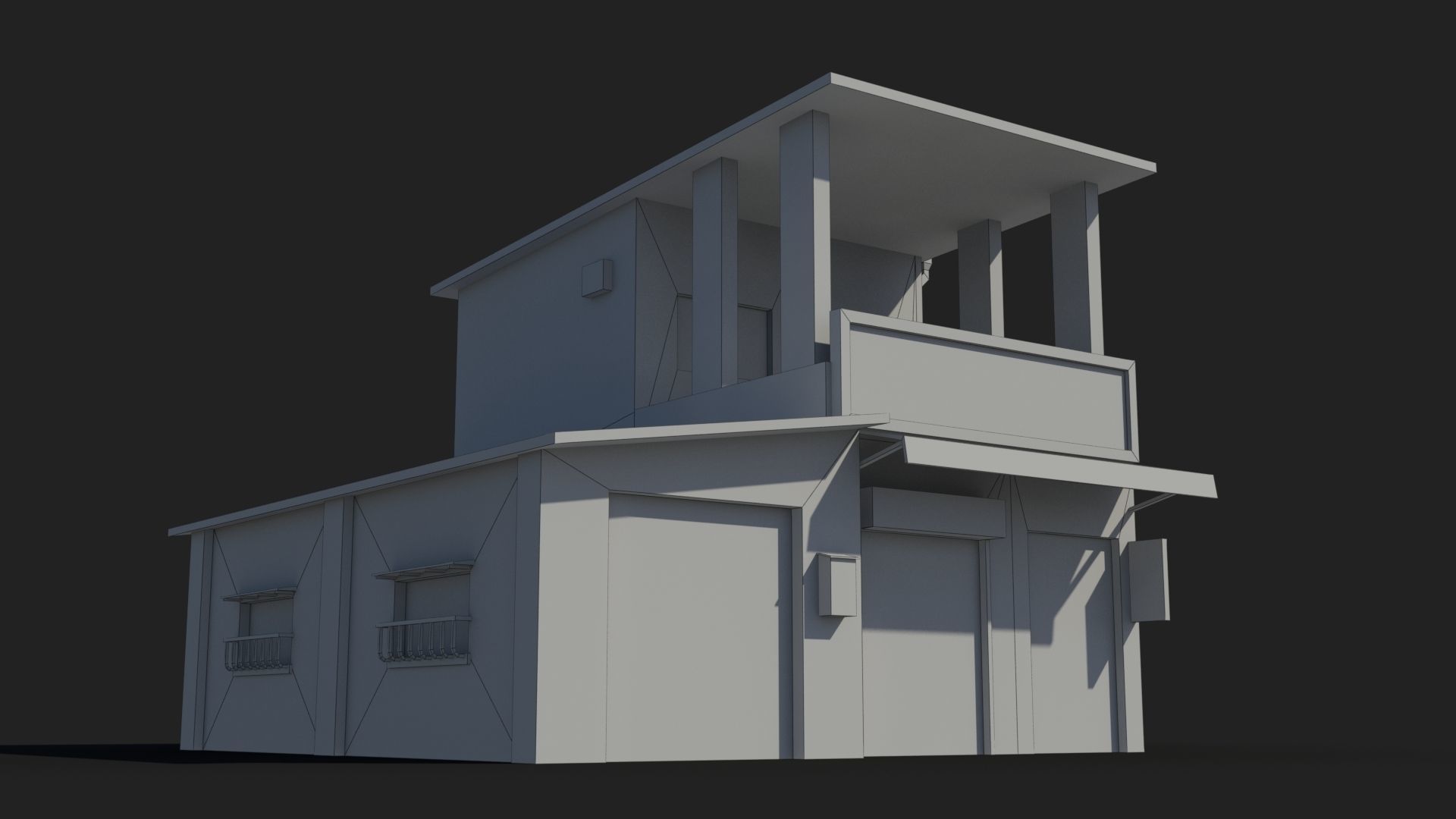 Japanese House x4 Low-poly 3D model_6