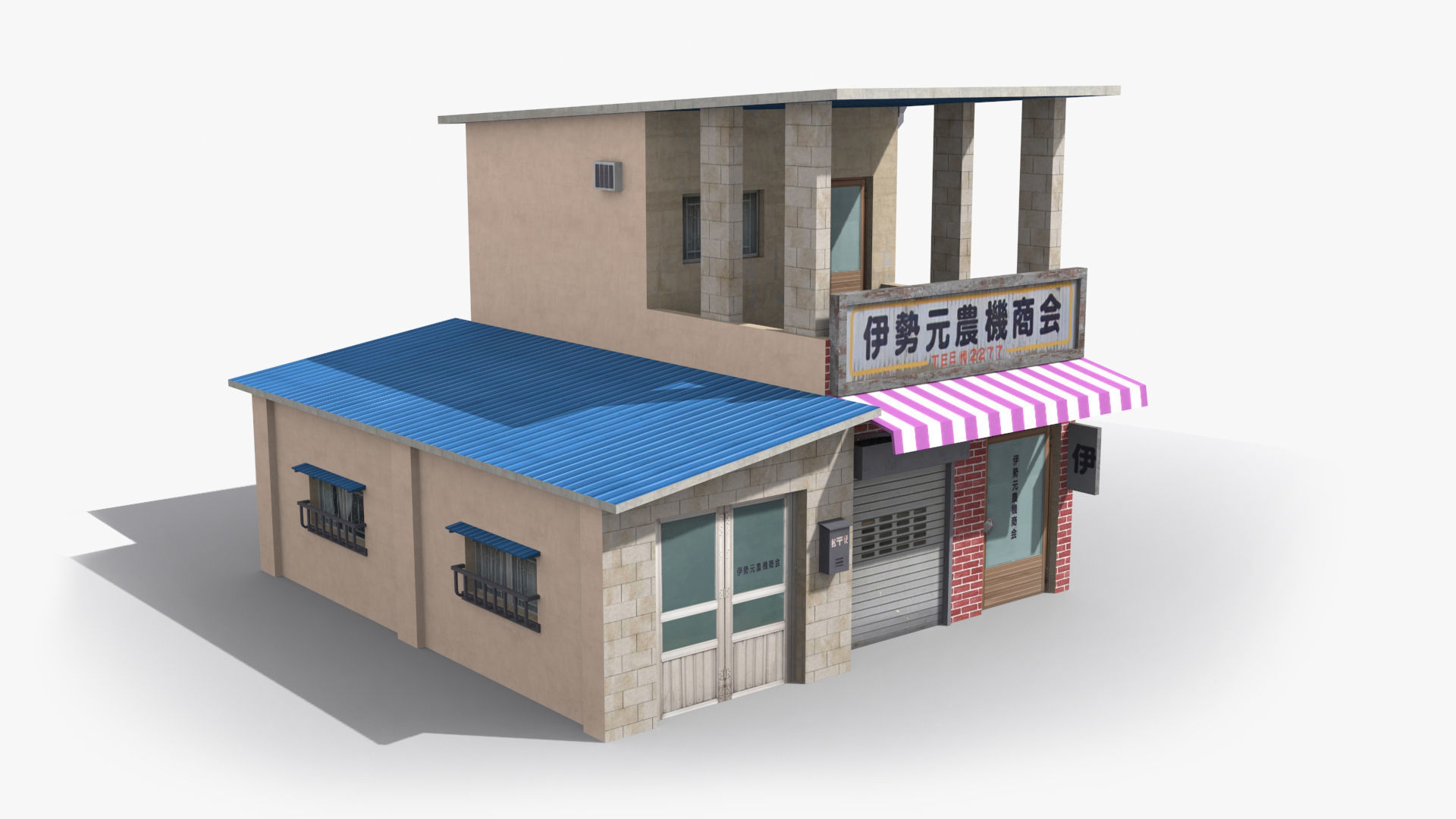 Japanese House x4 Low-poly 3D model_5