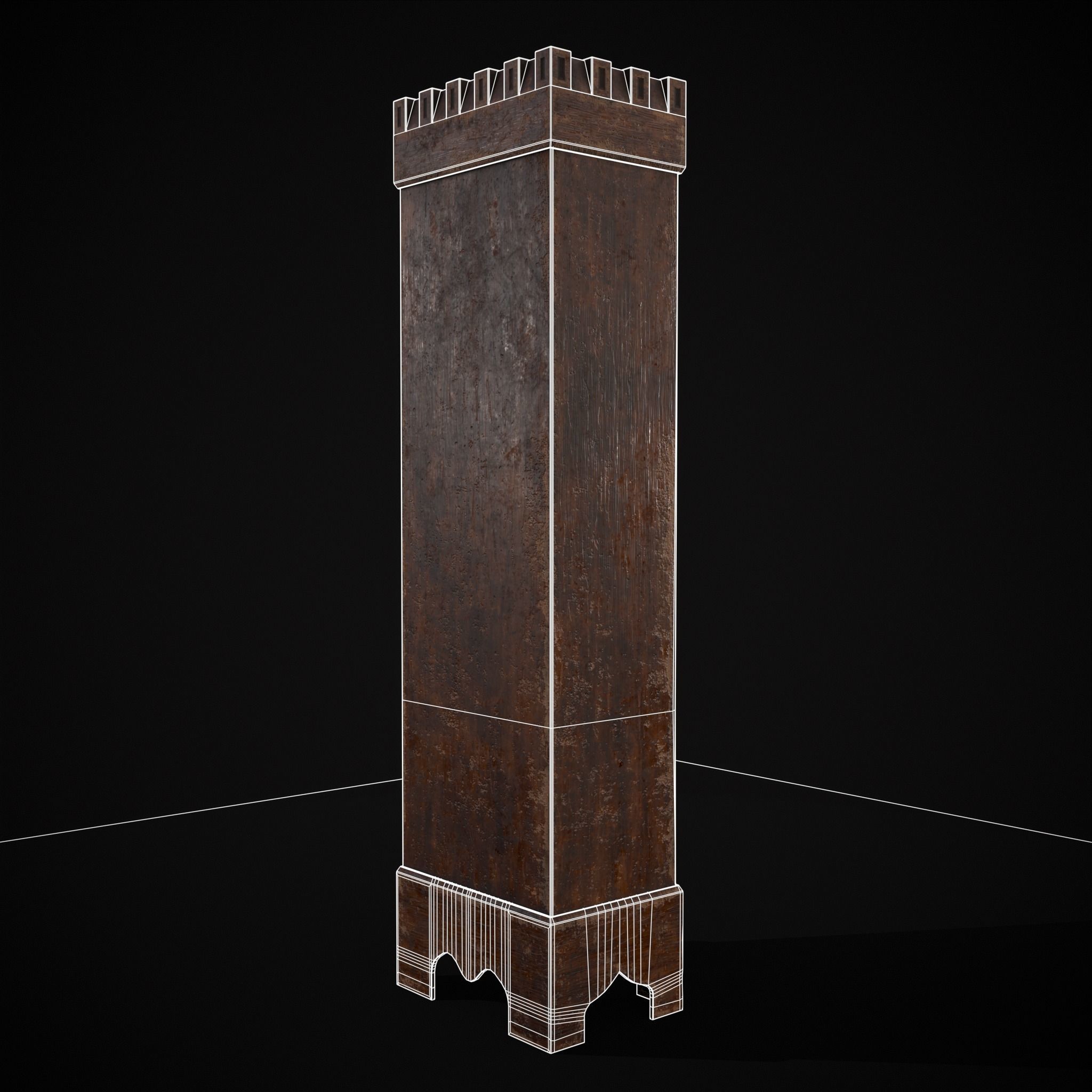 Rustic Medieval Cloak Wardrobe Low-poly 3D model_4