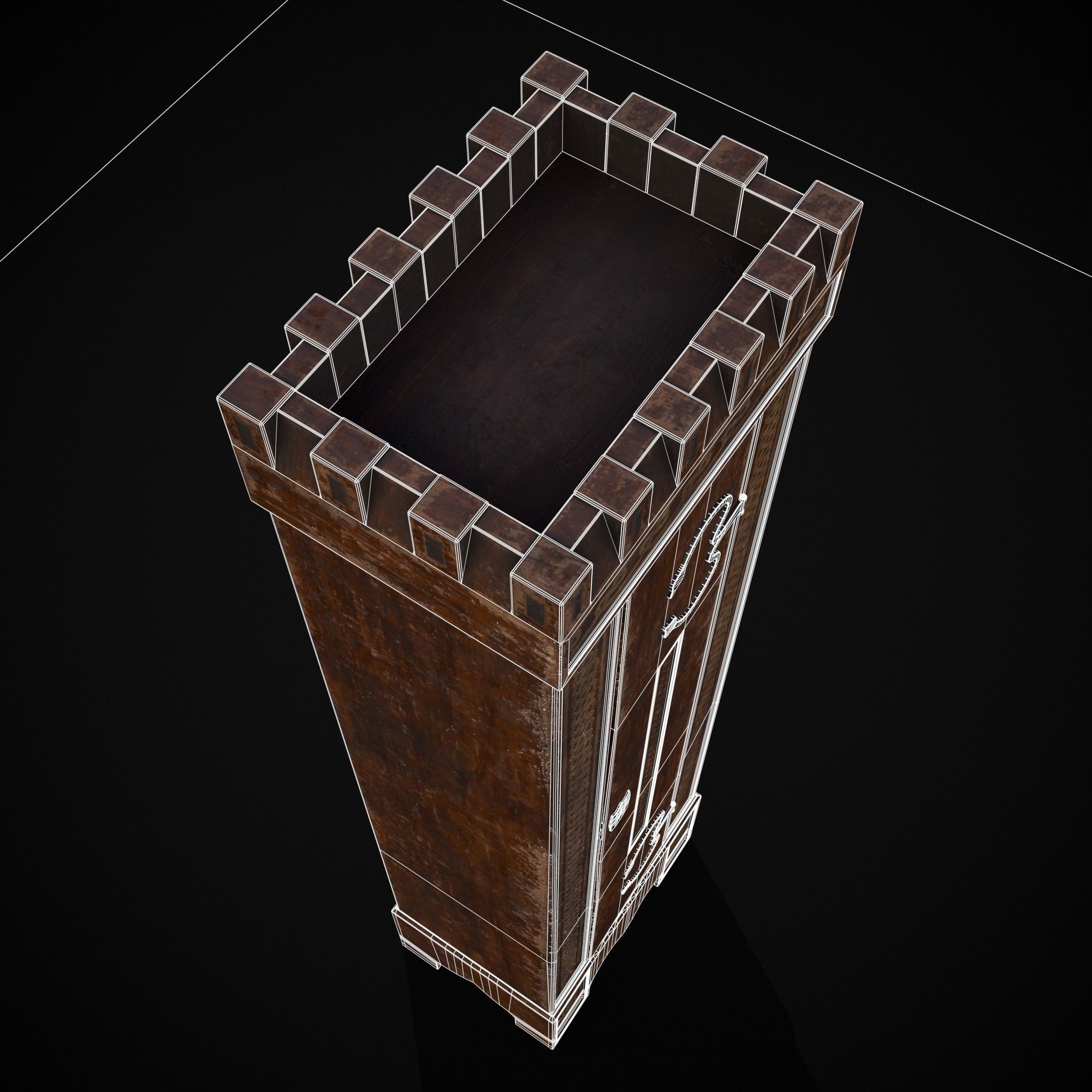 Rustic Medieval Cloak Wardrobe Low-poly 3D model_20