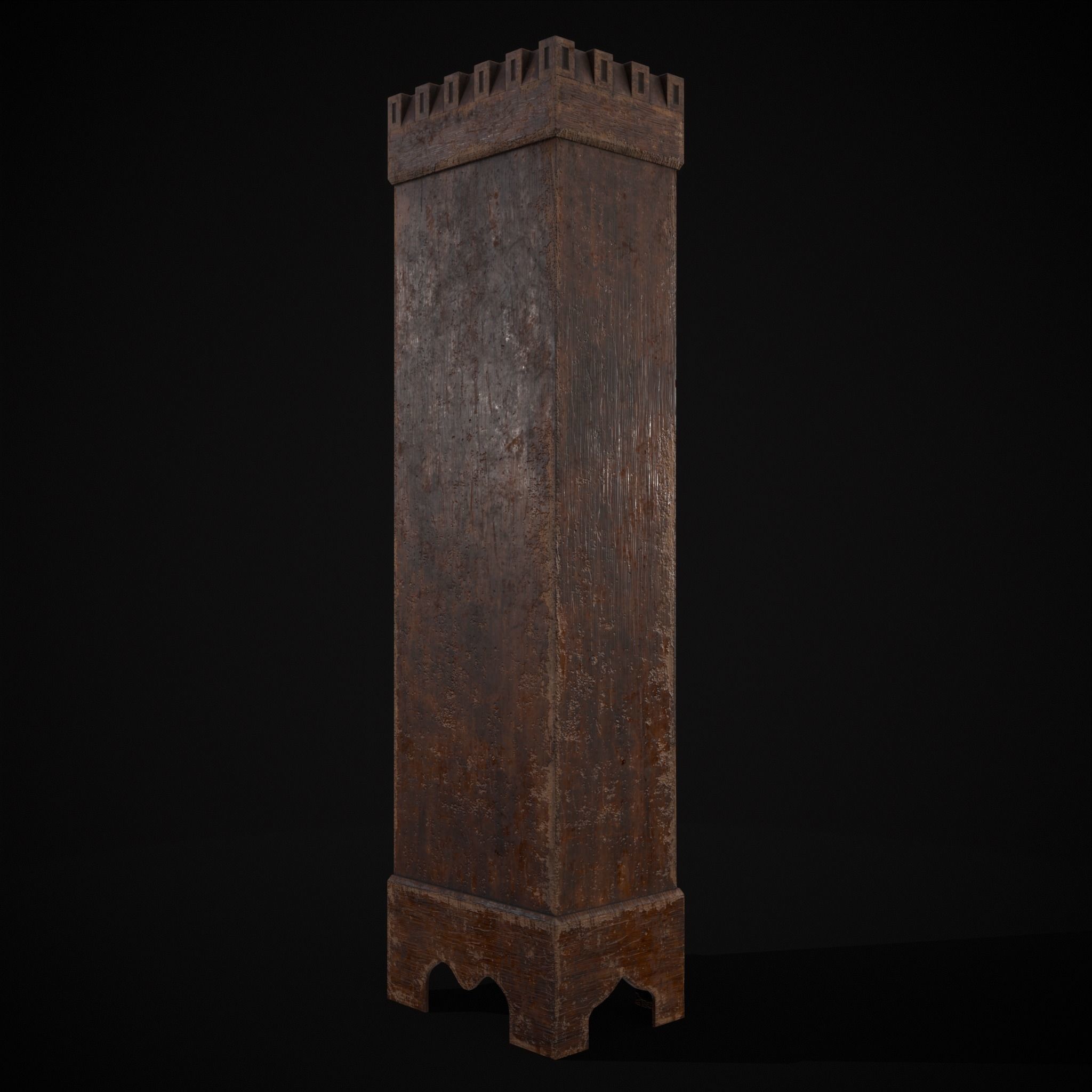 Rustic Medieval Cloak Wardrobe Low-poly 3D model_17