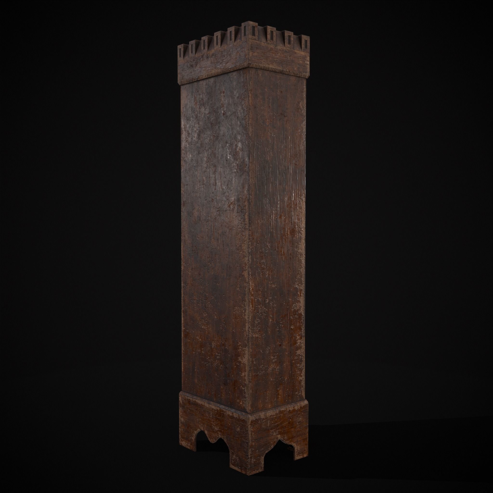 Rustic Medieval Cloak Wardrobe Low-poly 3D model_3