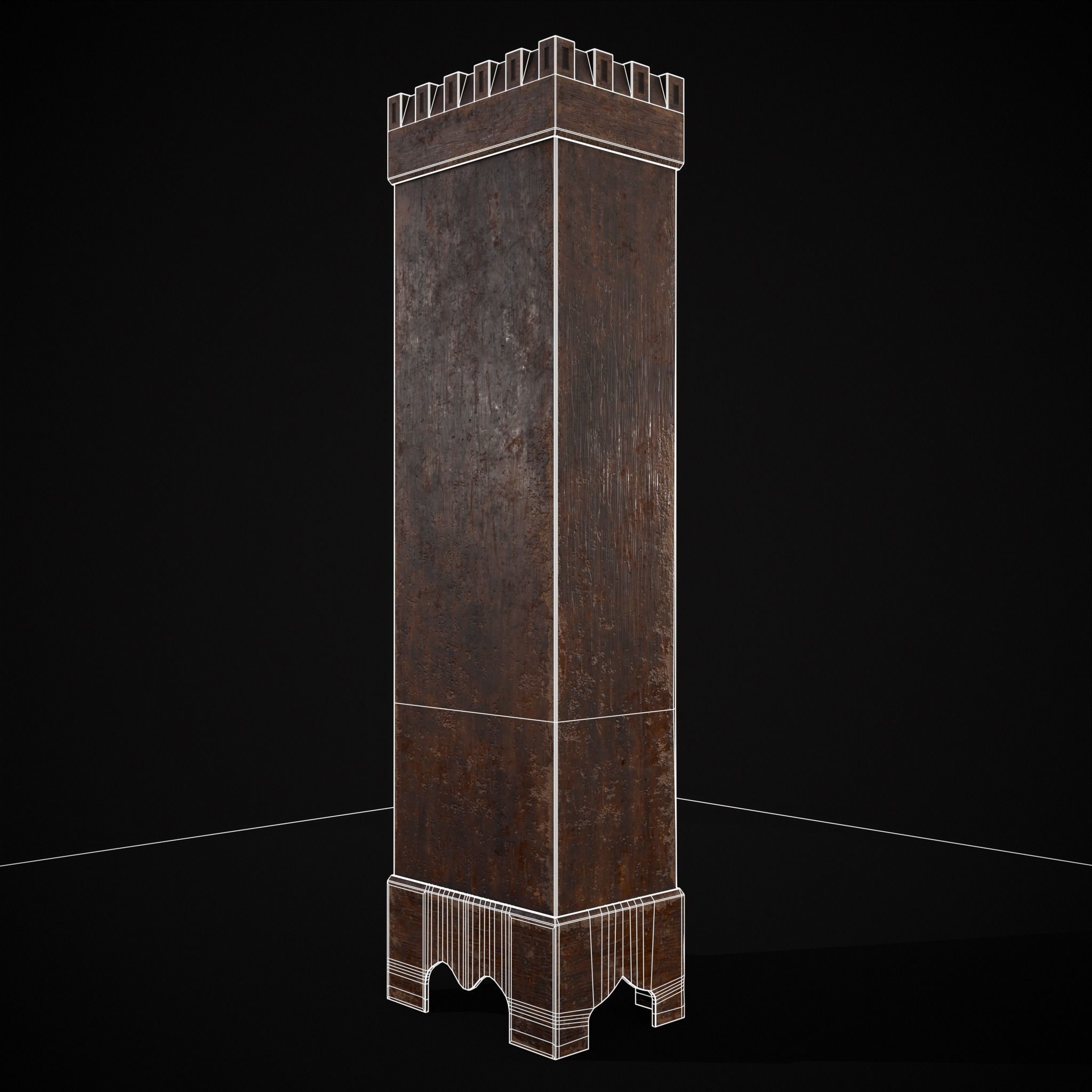 Rustic Medieval Cloak Wardrobe Low-poly 3D model_18