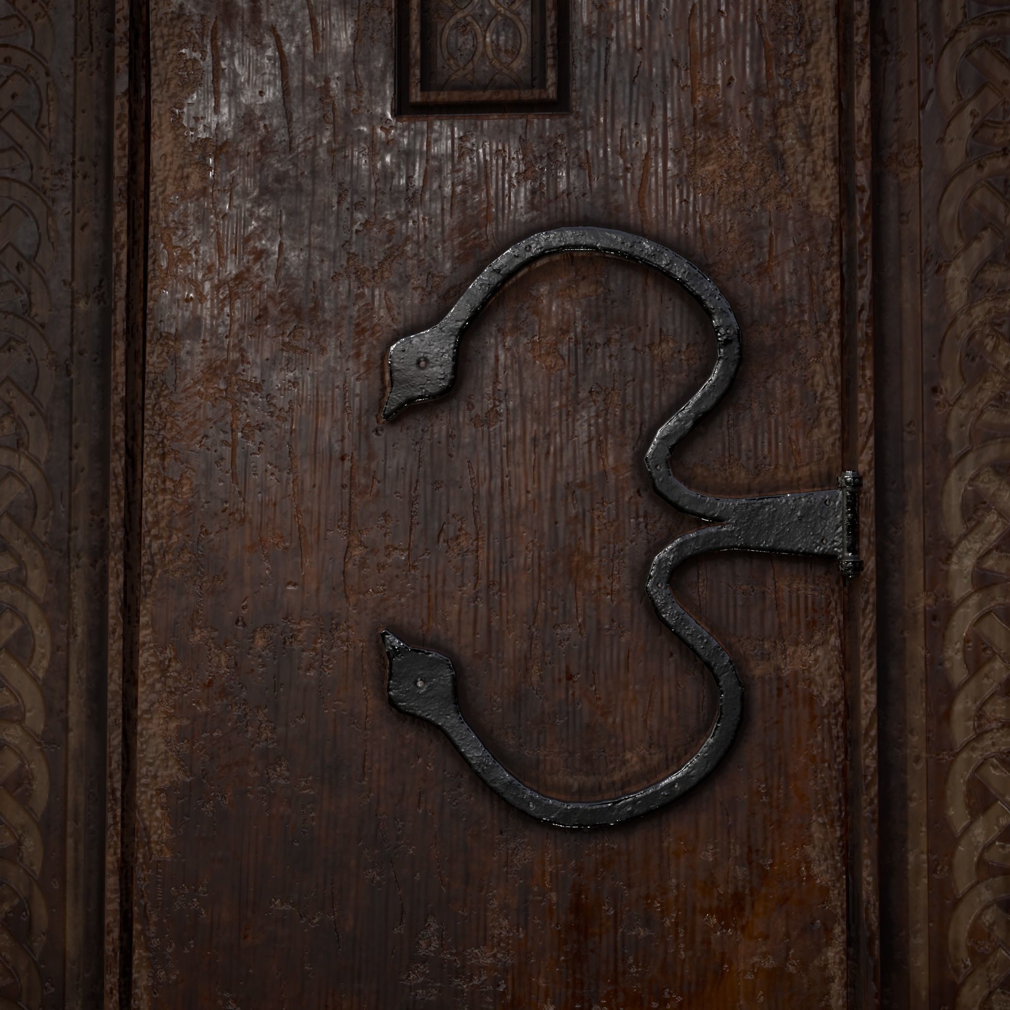 Rustic Medieval Cloak Wardrobe Low-poly 3D model_13