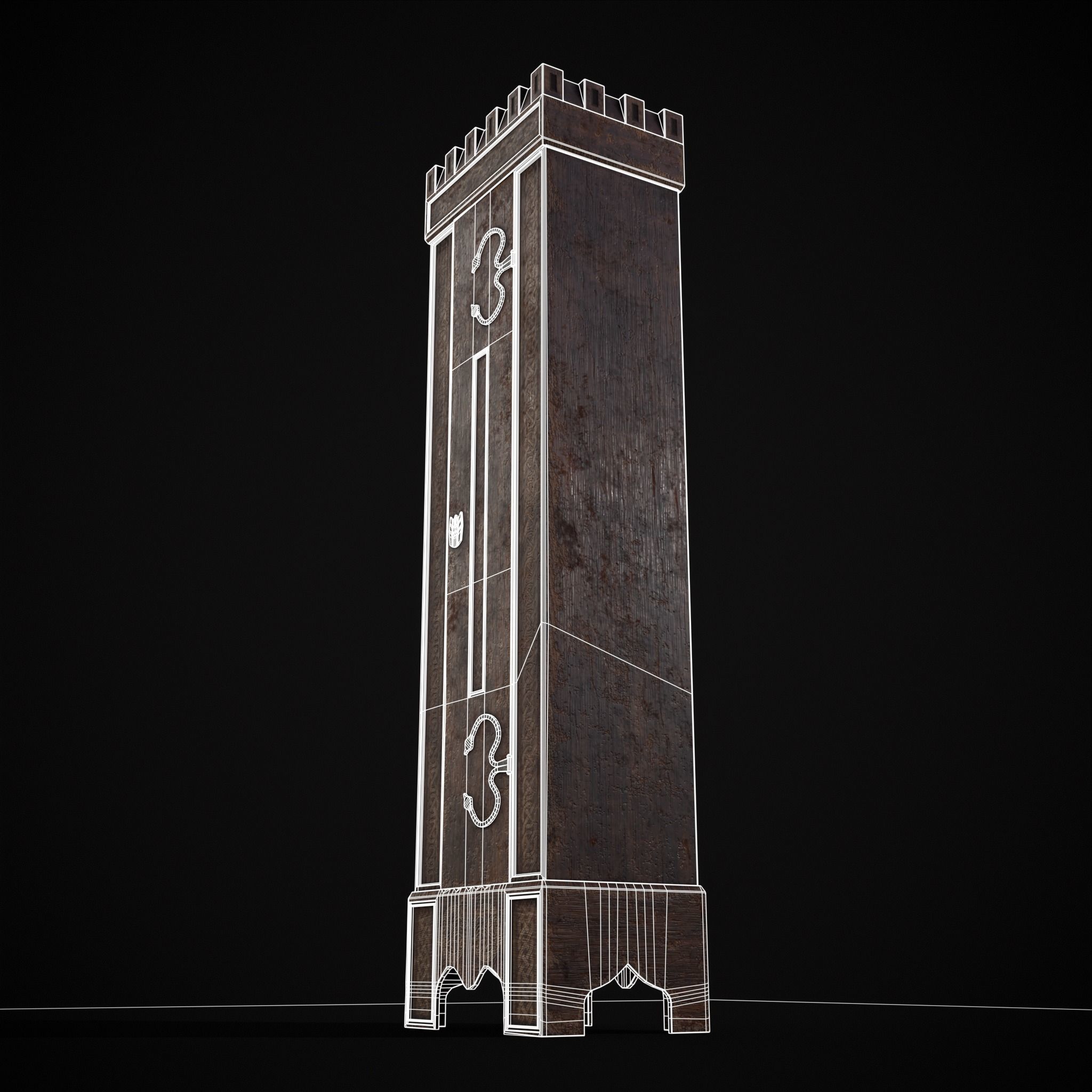Rustic Medieval Cloak Wardrobe Low-poly 3D model_22