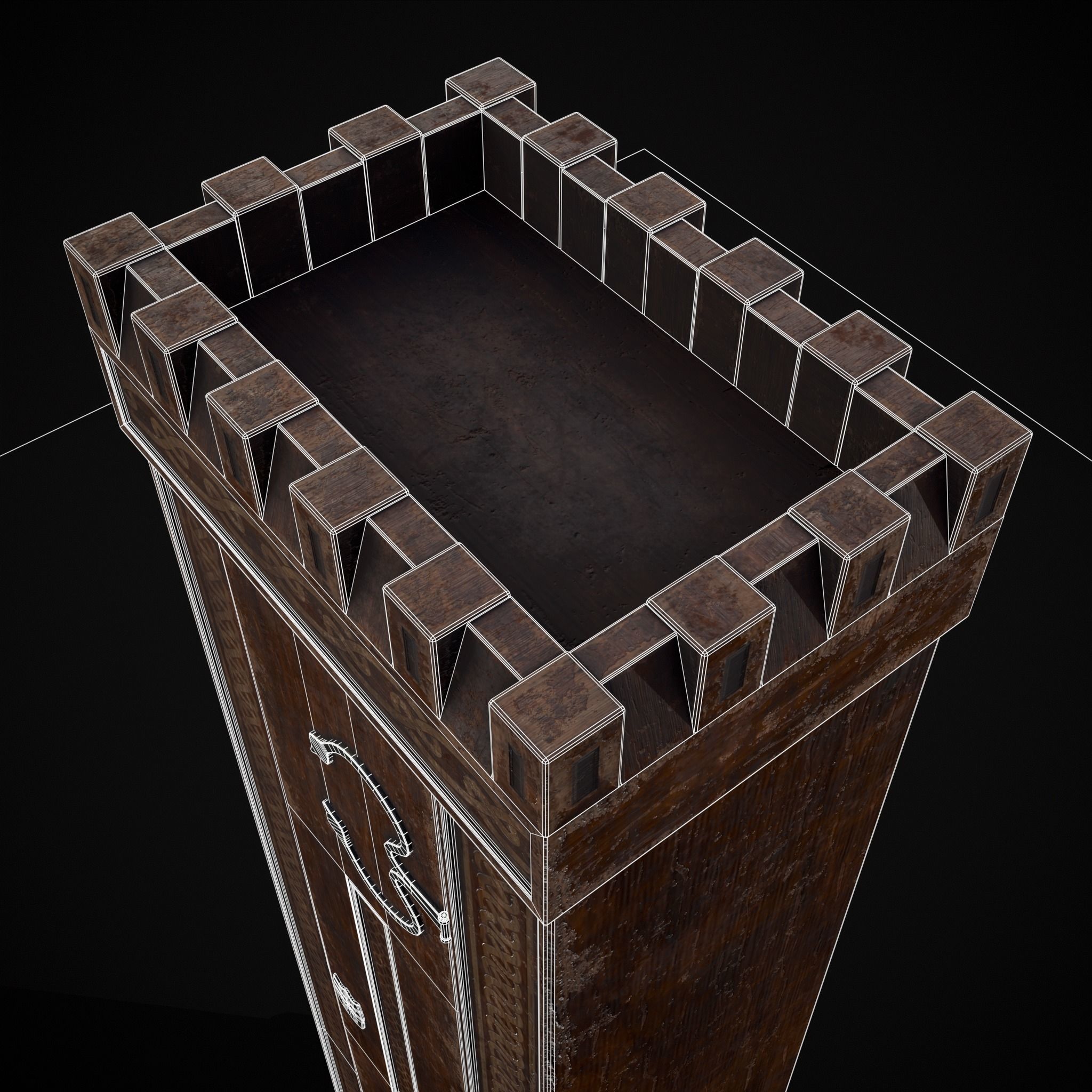 Rustic Medieval Cloak Wardrobe Low-poly 3D model_8