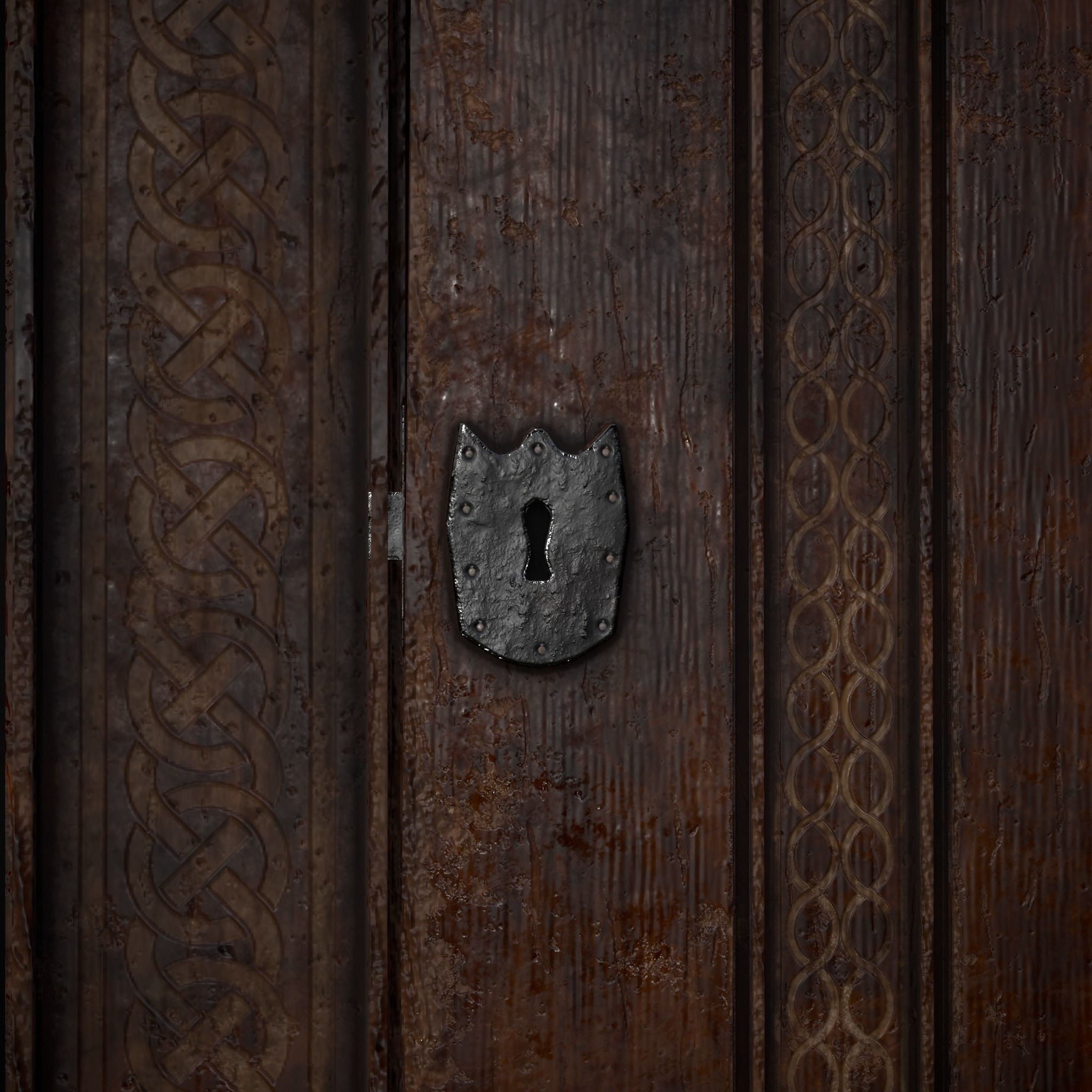 Rustic Medieval Cloak Wardrobe Low-poly 3D model_11