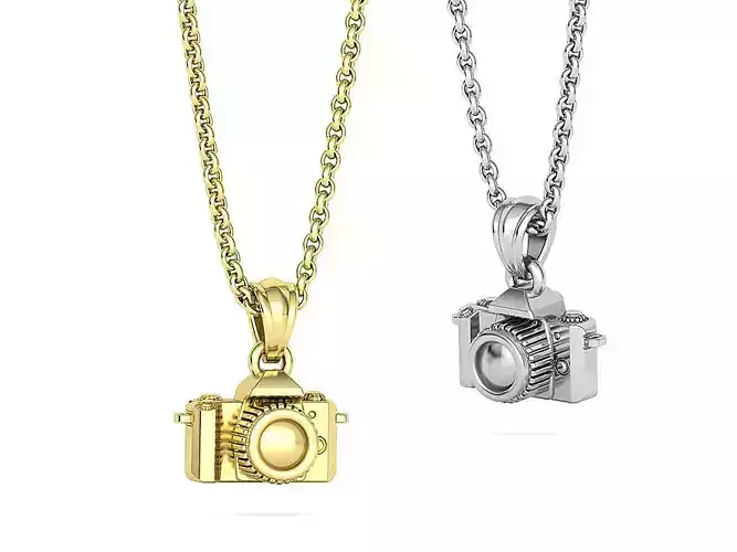 Dainty Gold Camera Pendant Necklace Own design 3D print model