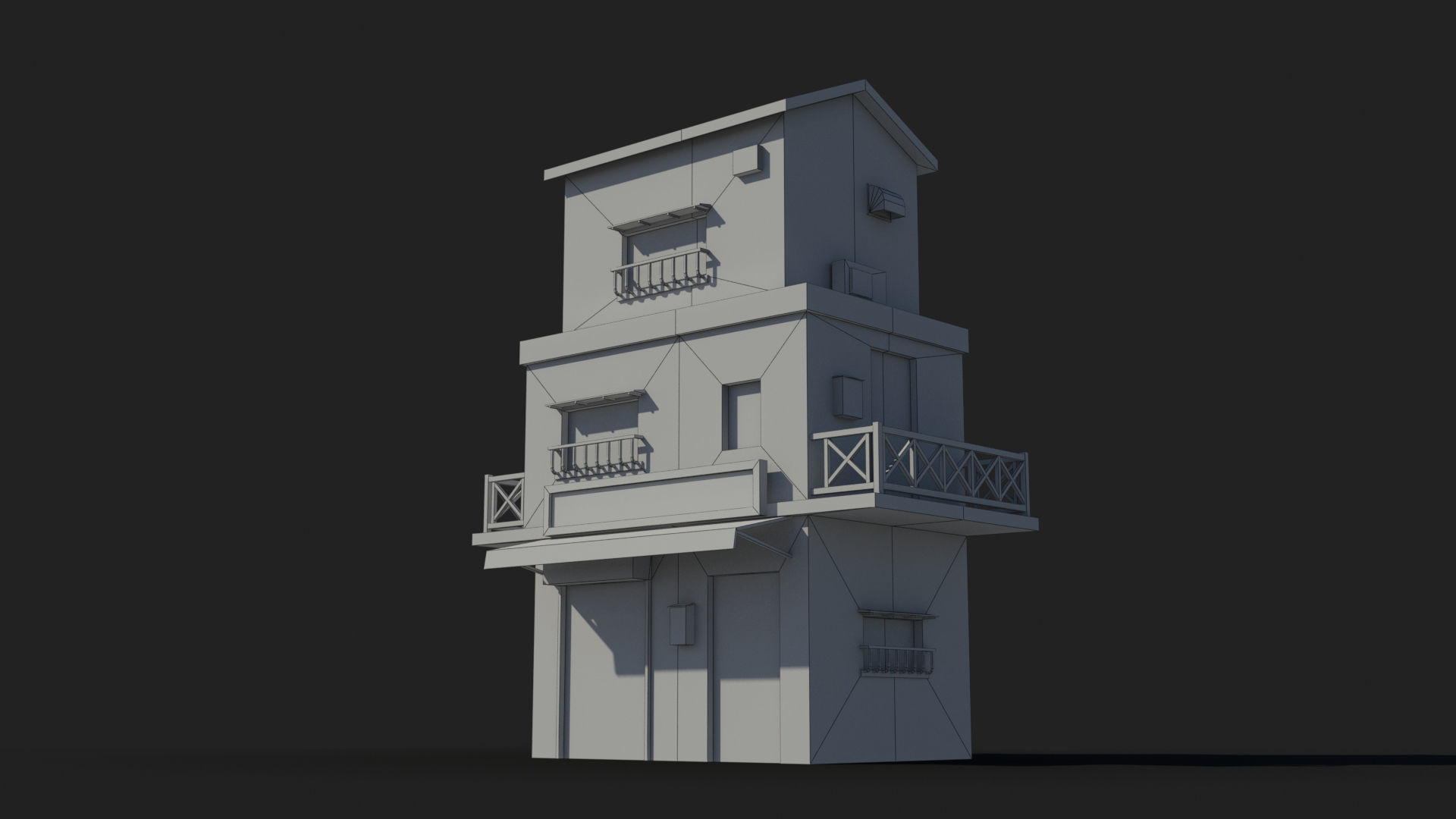 Japanese House x10 Low-poly 3D model_6