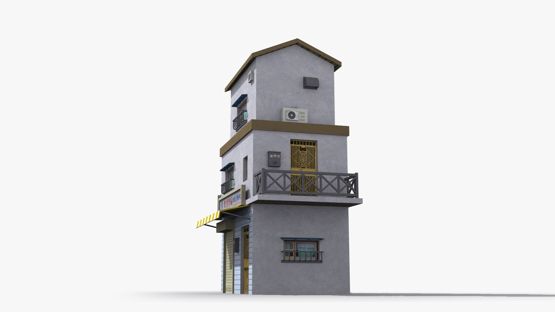 Japanese House x10 Low-poly 3D model_3