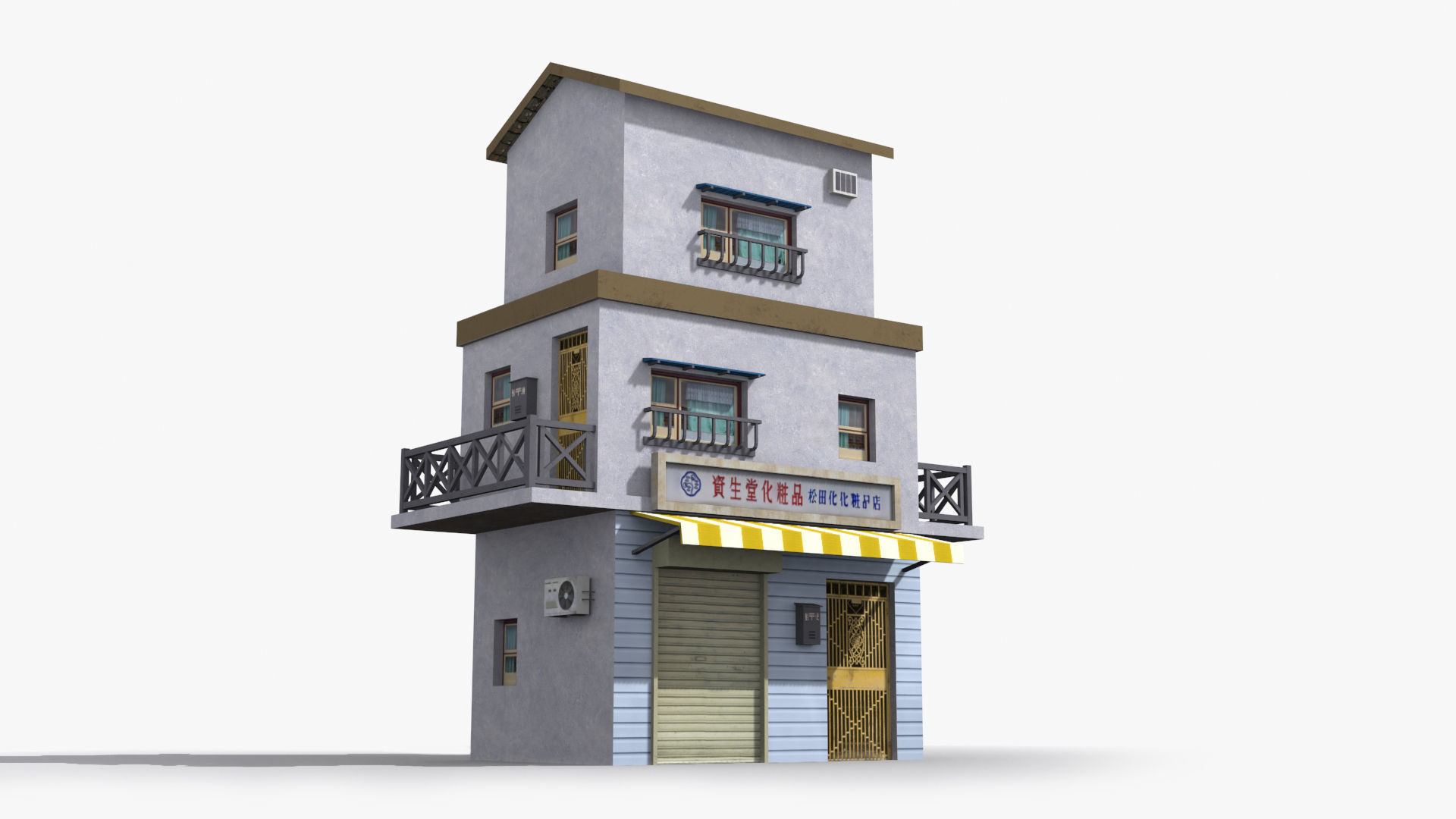 Japanese House x10 Low-poly 3D model_2