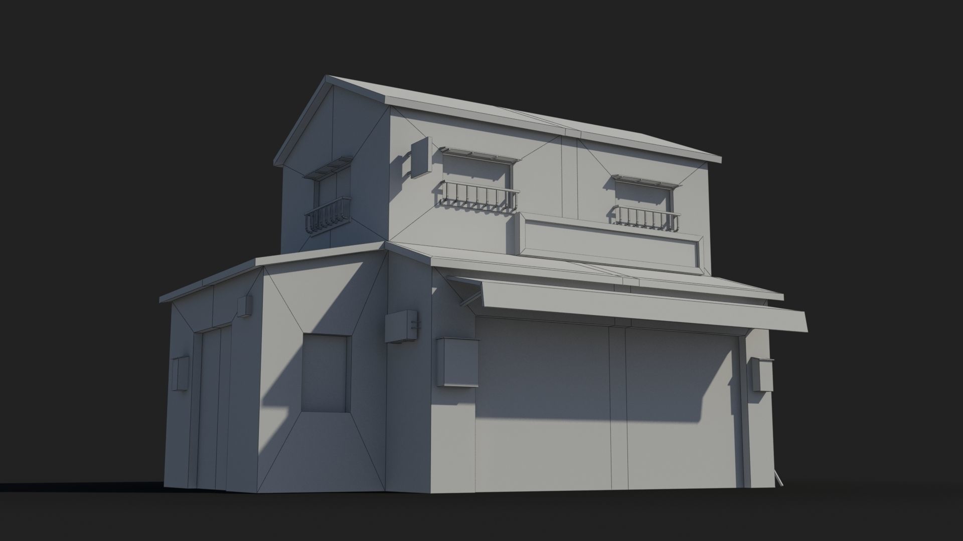 Japanese House x11 Low-poly 3D model_6