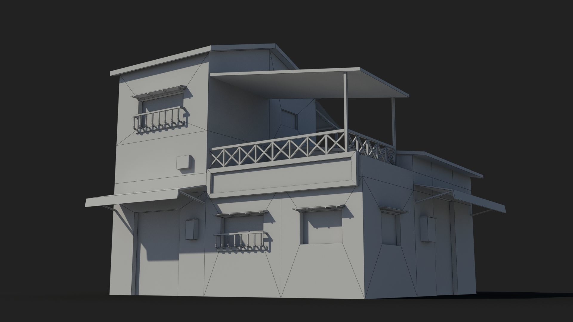 Japanese House x12 Low-poly 3D model_6