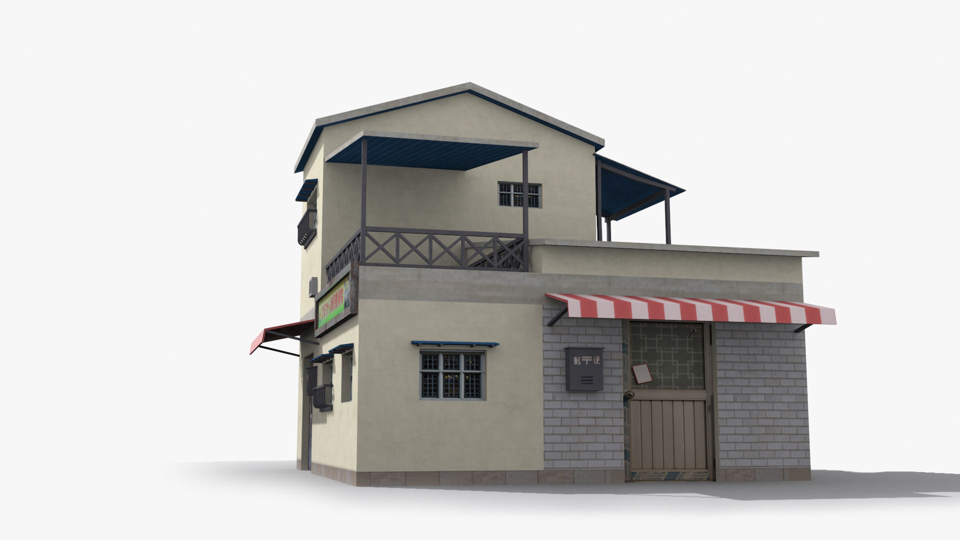 Japanese House x12 Low-poly 3D model_3