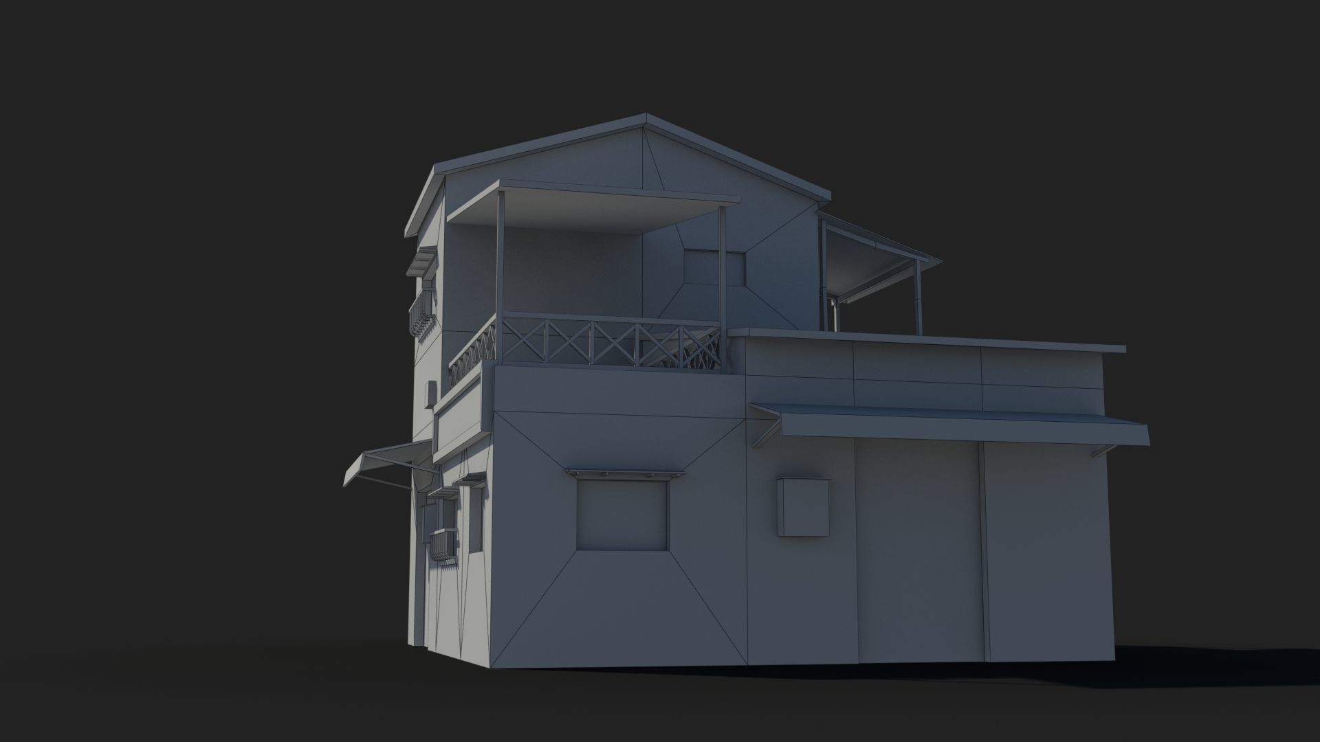Japanese House x12 Low-poly 3D model_9